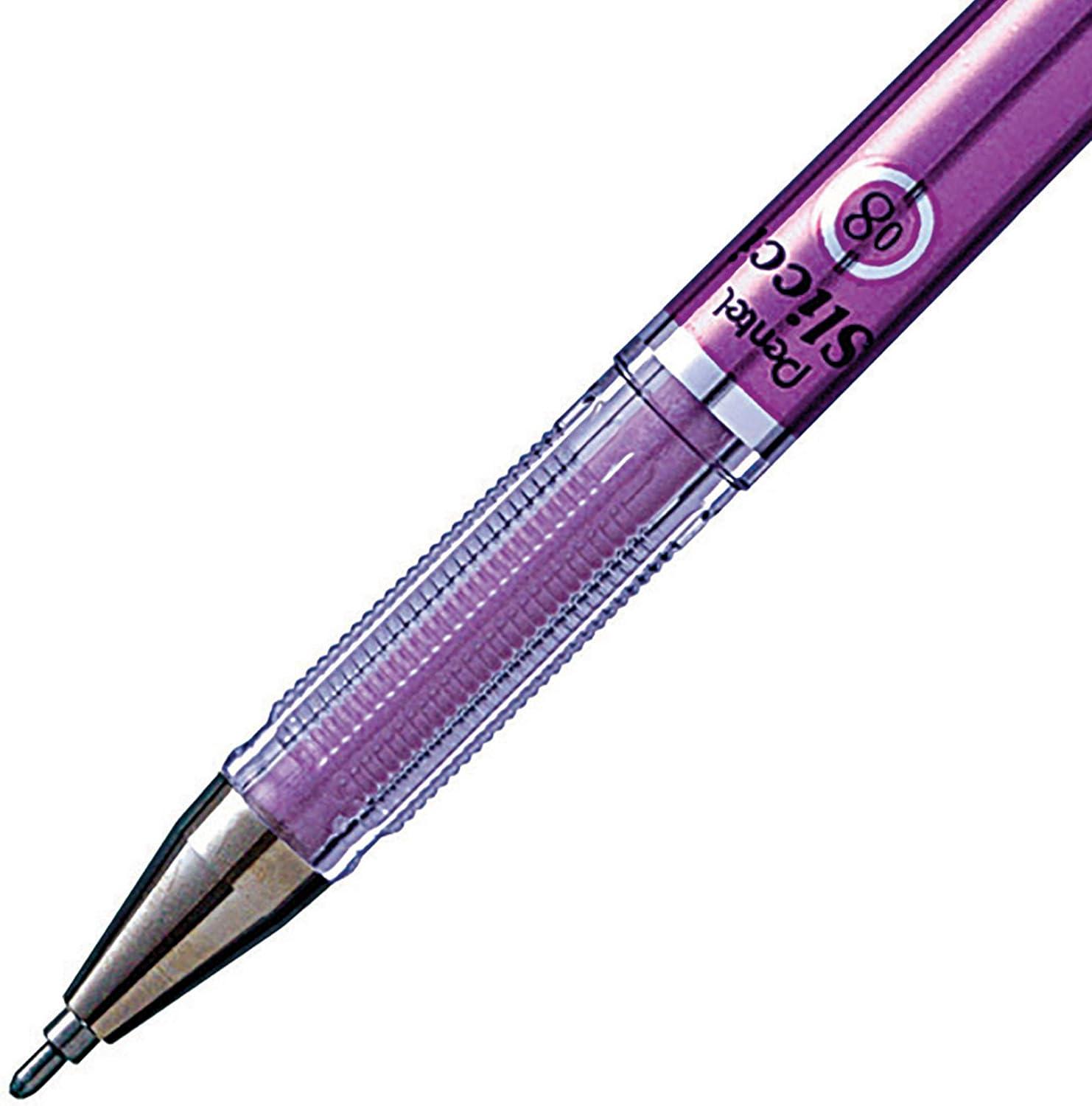 image:imagePentel Arts Slicci 08mm Needle Tip Medium Gel Pen Silver Metallic Ink BG208Z 12 PackViolet