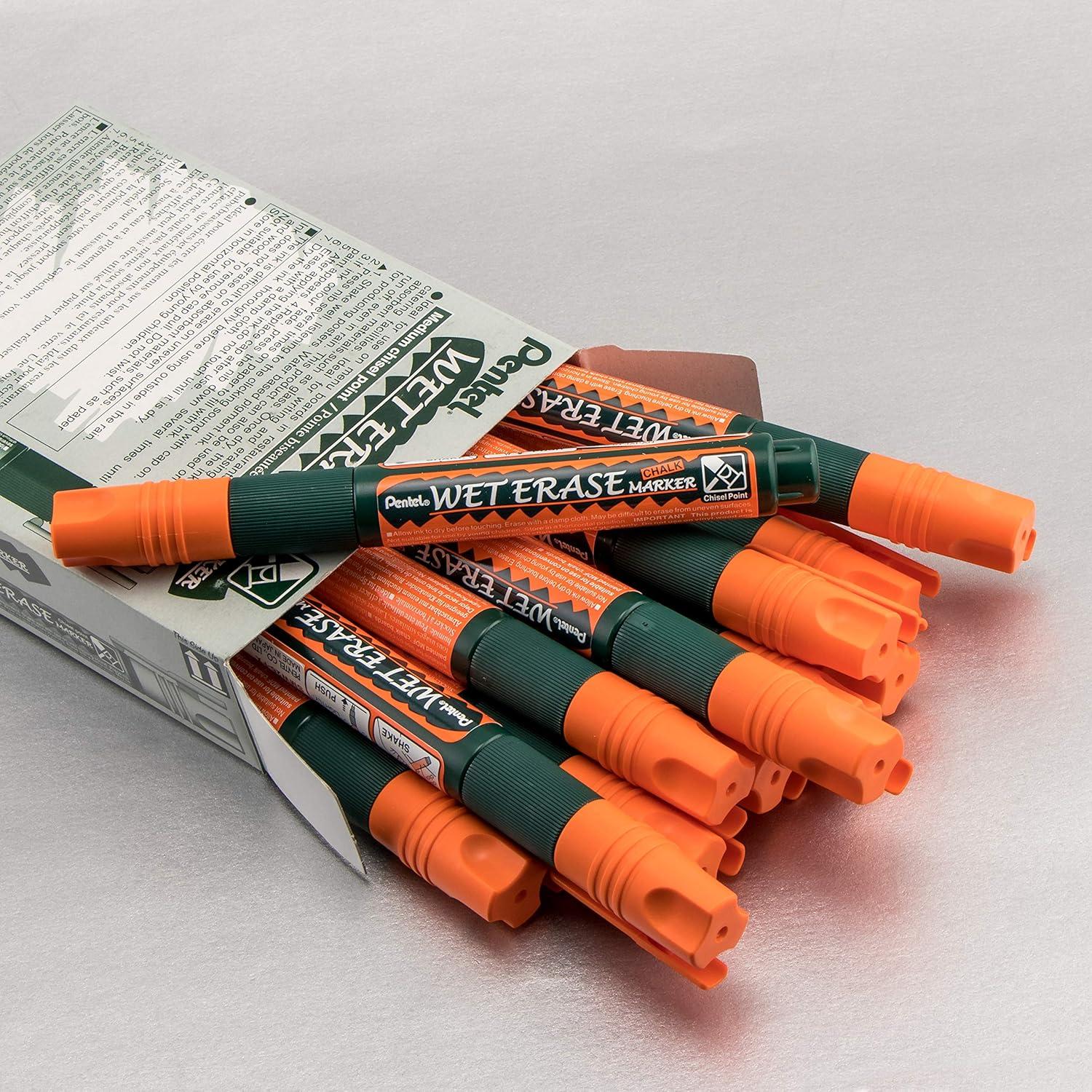 image:imagePentel Arts Wet Erase Chalk Marker Jumbo Tip Black Ink Box of 12 SMW56AOrange