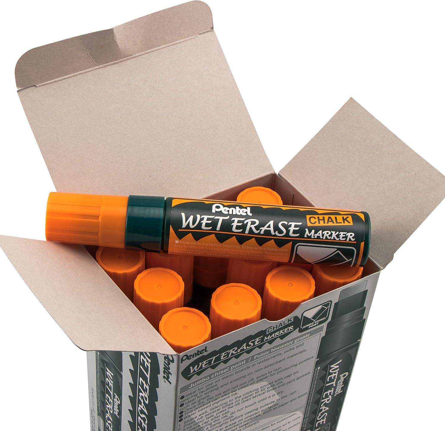 image:imagePentel Arts Wet Erase Chalk Marker Jumbo Tip Black Ink Box of 12 SMW56AOrange