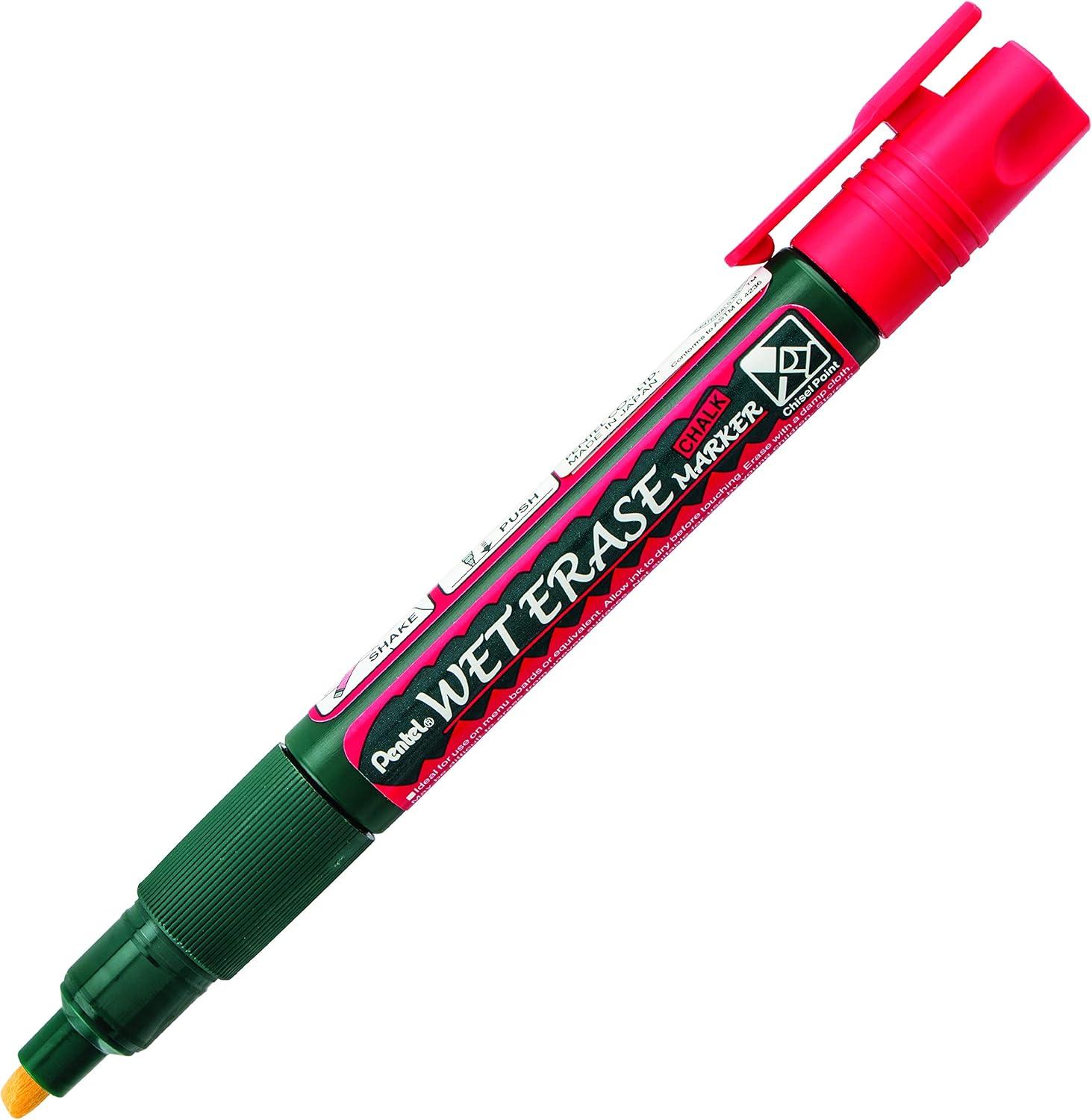 image:imagePentel Arts Wet Erase Chalk Marker Jumbo Tip Black Ink Box of 12 SMW56ARed