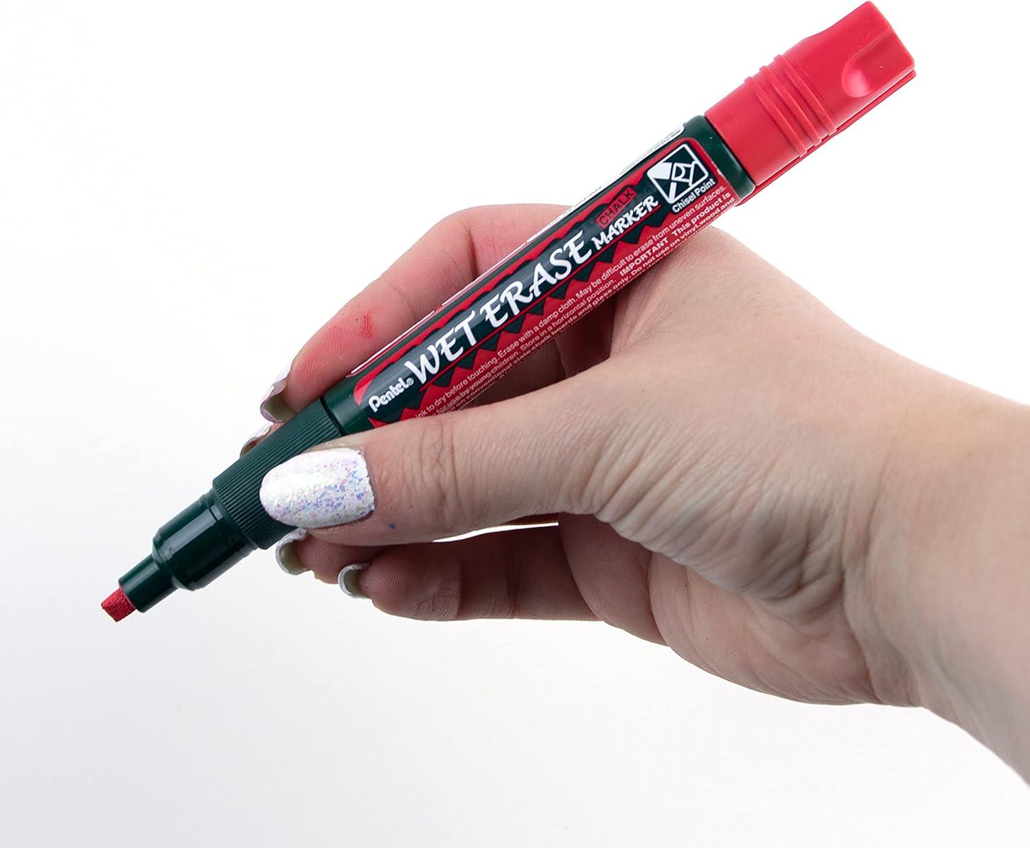 image:imagePentel Arts Wet Erase Chalk Marker Jumbo Tip Black Ink Box of 12 SMW56ARed
