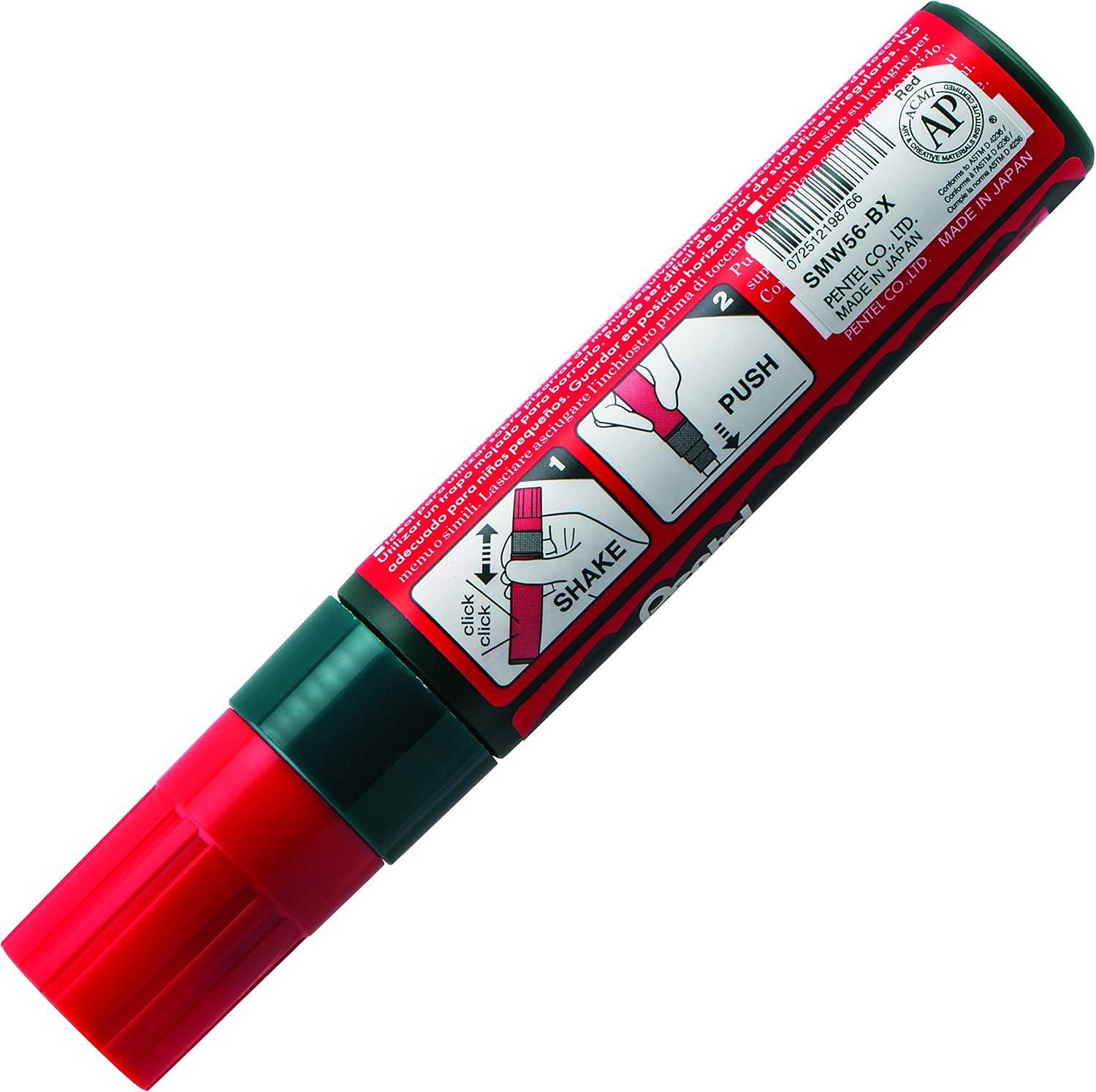 image:imagePentel Arts Wet Erase Chalk Marker Jumbo Tip Black Ink Box of 12 SMW56ARed