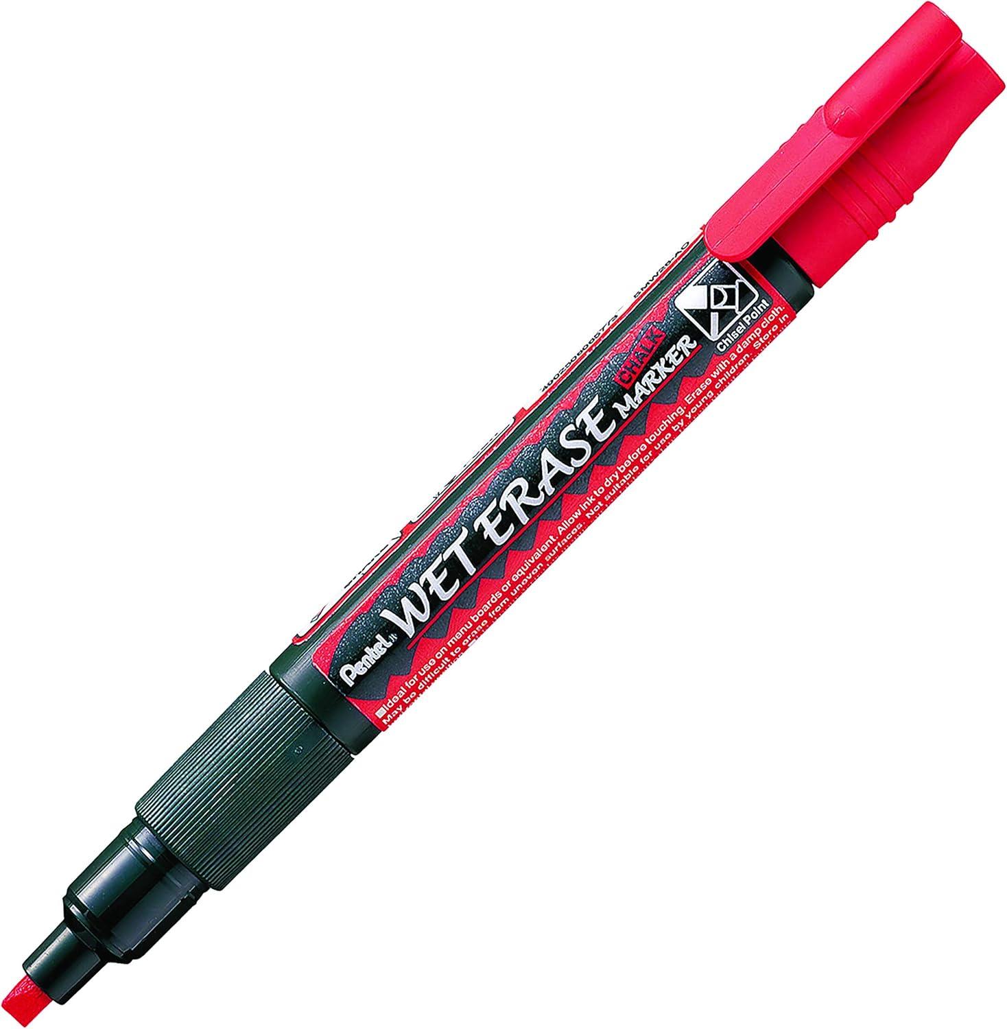 image:imagePentel Arts Wet Erase Chalk Marker Jumbo Tip Black Ink Box of 12 SMW56ARed