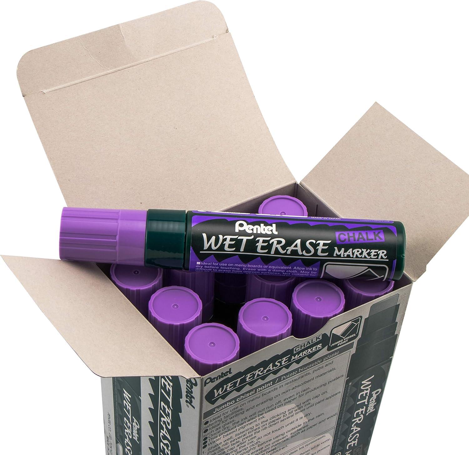 image:imagePentel Arts Wet Erase Chalk Marker Jumbo Tip Black Ink Box of 12 SMW56AViolet