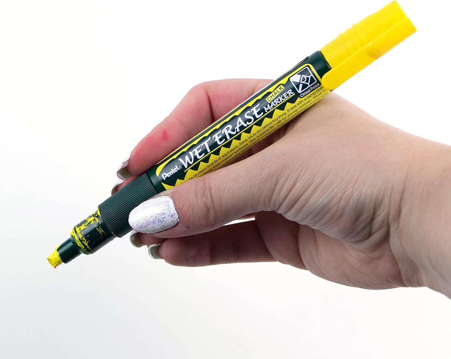 image:imagePentel Arts Wet Erase Chalk Marker Jumbo Tip Black Ink Box of 12 SMW56AYellow