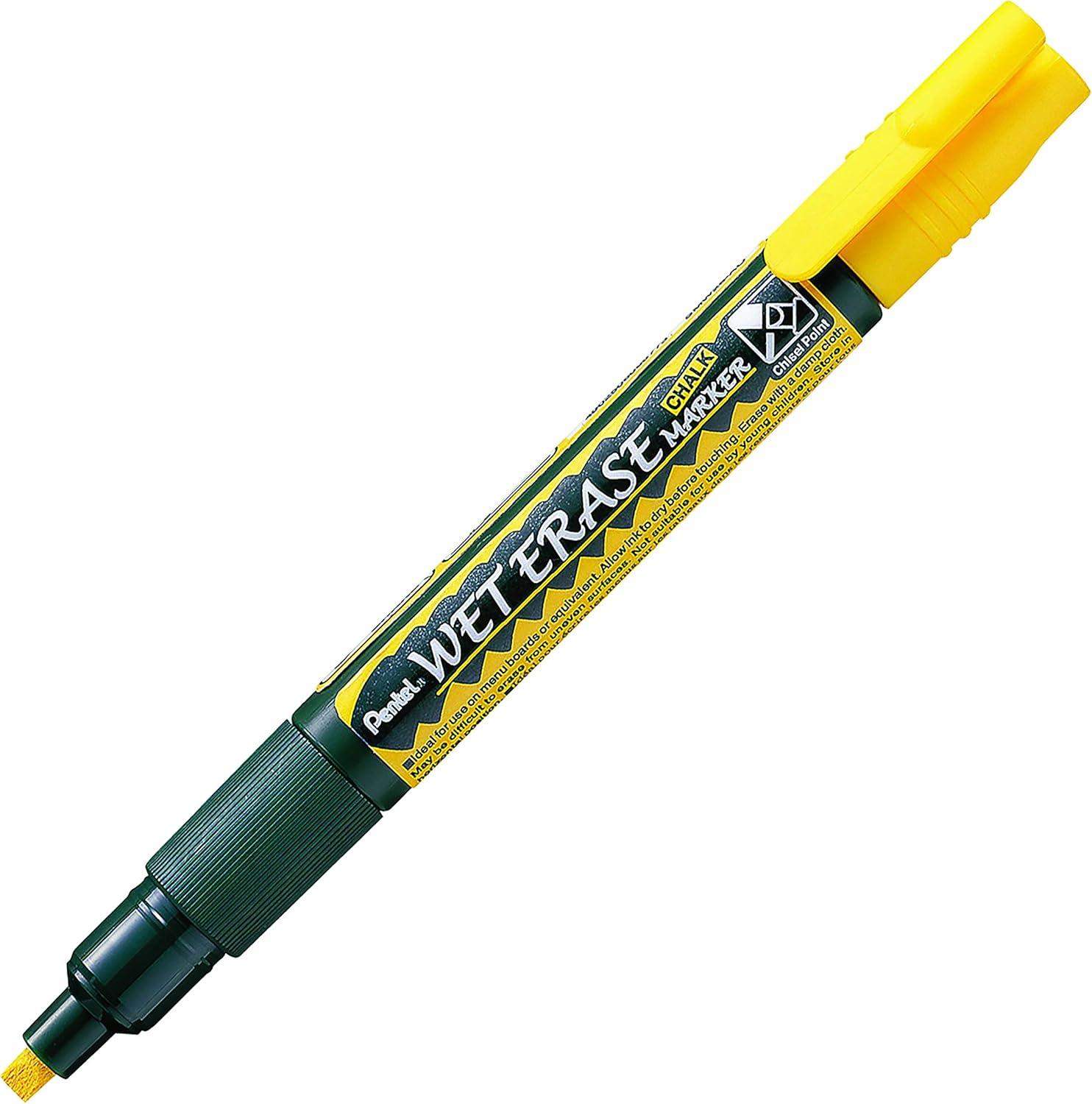 image:imagePentel Arts Wet Erase Chalk Marker Jumbo Tip Black Ink Box of 12 SMW56AYellow