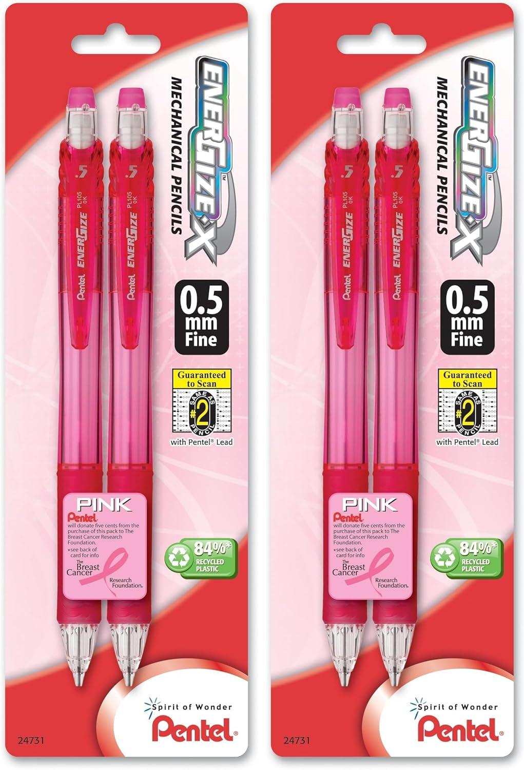 image:imagePentel BCA EnerGizex Mechanical Pencil 05mm Pink Barrels Pack of 2 PL105BP2PBCPink