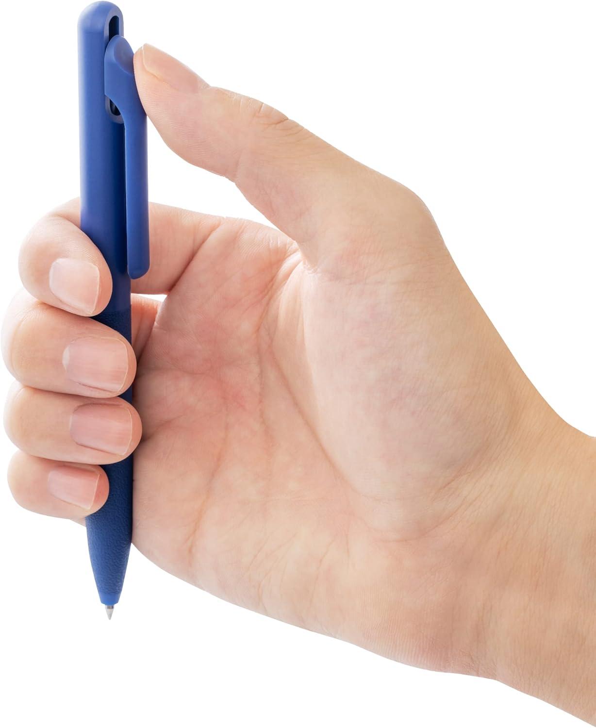image:imagePentel BXA107CC Calme ballpoint pen clearly dampened click noise grip zone in leather look refillable ball 07 mm line width 035 mm ink colour blue pack of 1red