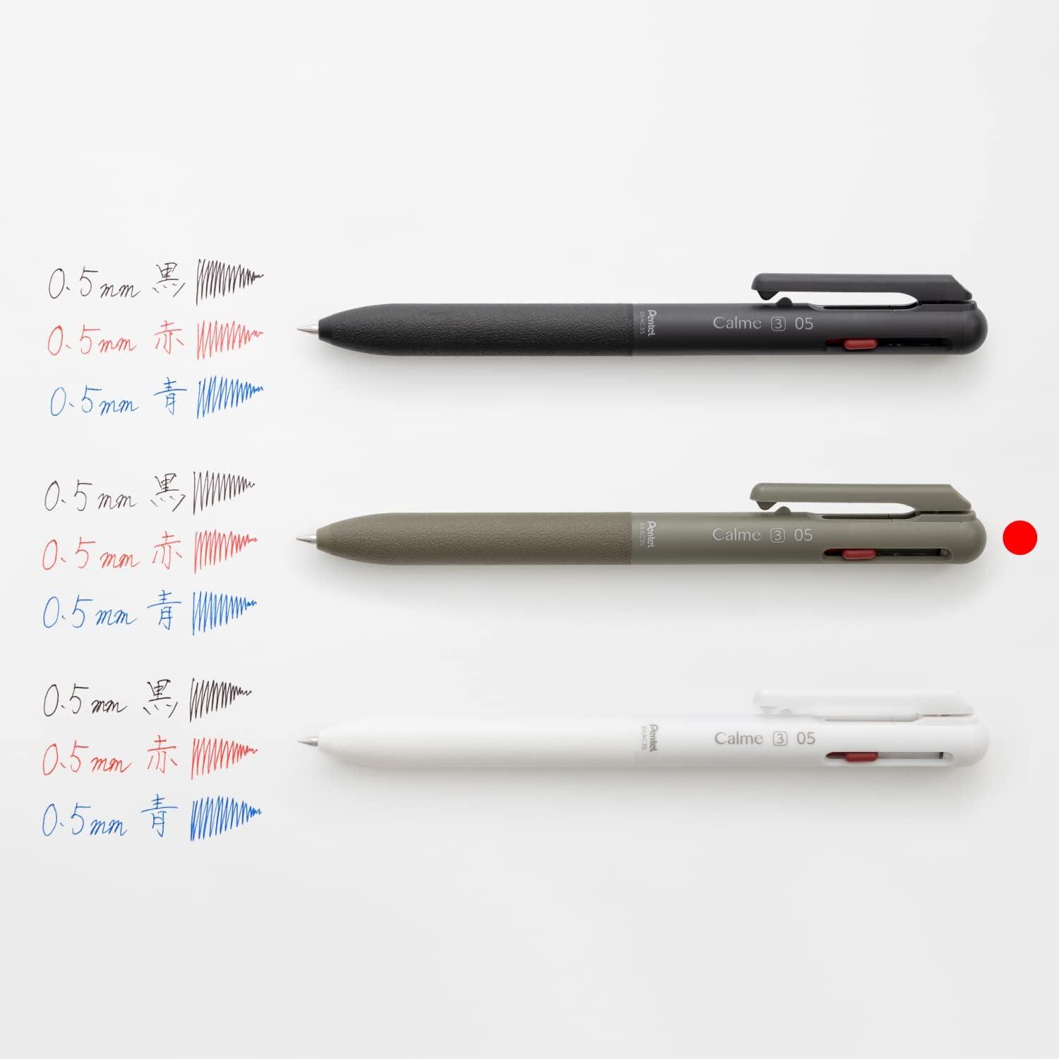 image:imagePentel BXAC35D Calme TriColor Ballpoint Pen 002 inches 05 mm KhakiBlack Blue