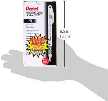 image:imagePentel Ballpoint Pen Medium Point 24PK Black InkClear Barrel PENBK91ASWUS