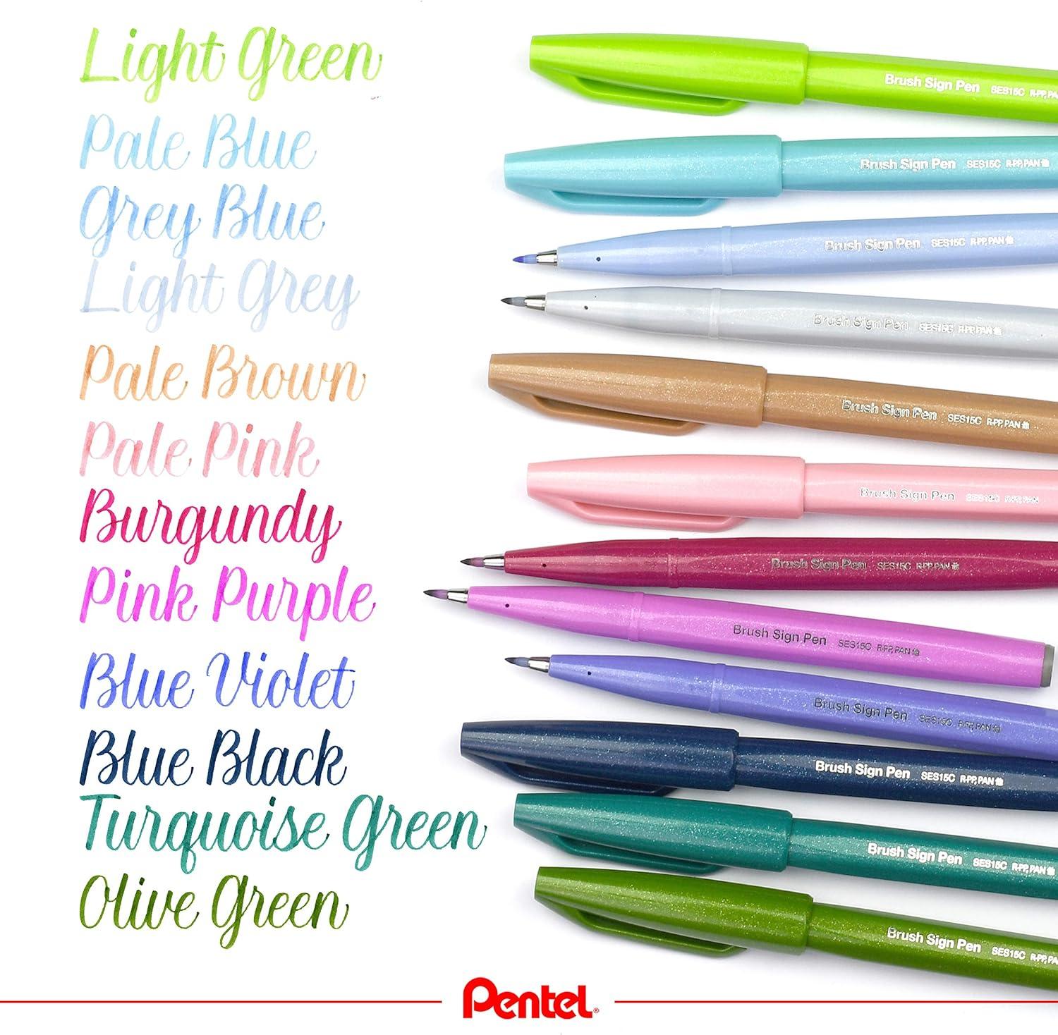 image:imagePentel Brush Sign Pen Pastel colors SES15C Brush Nib Fibre Tip