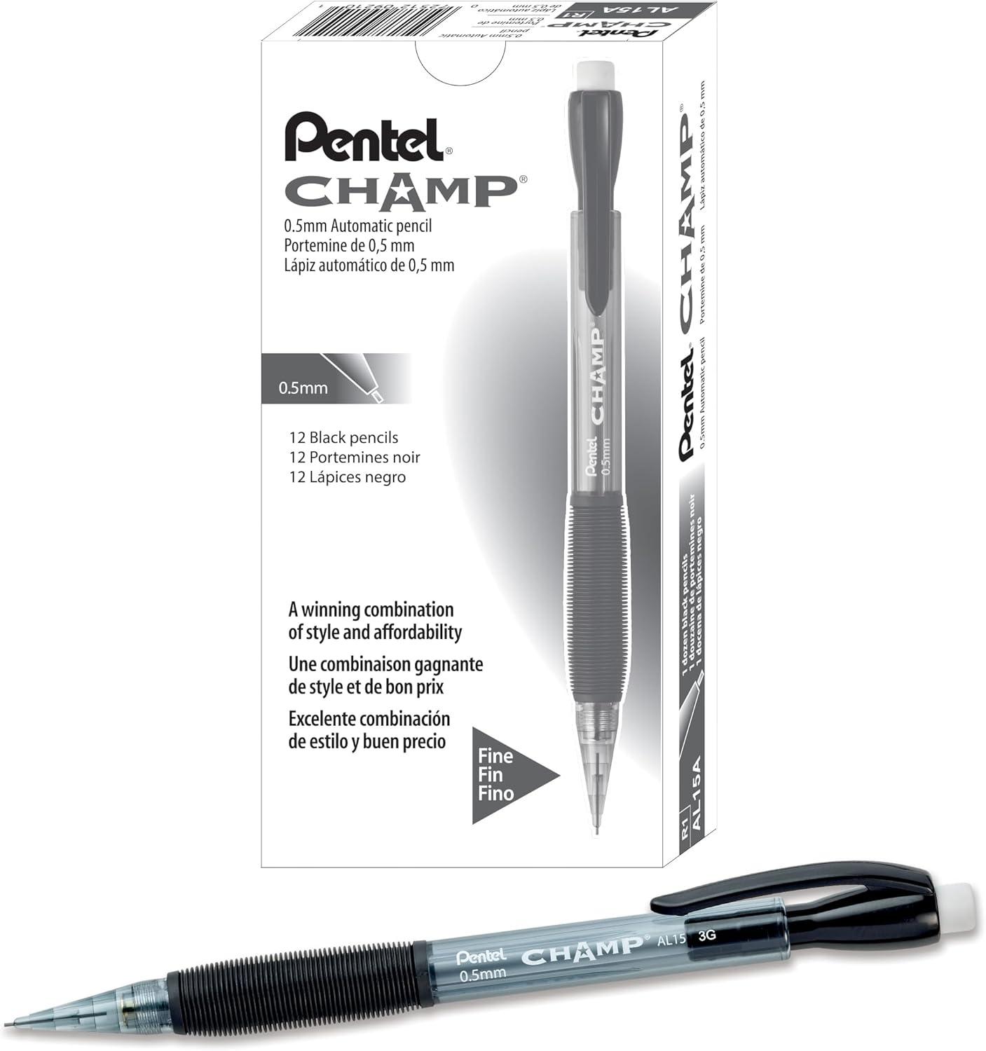 image:imagePentel CHAMP Mechanical Pencil 09mm Tinted Lime Green Barrel Box of 12 AL19KBlack