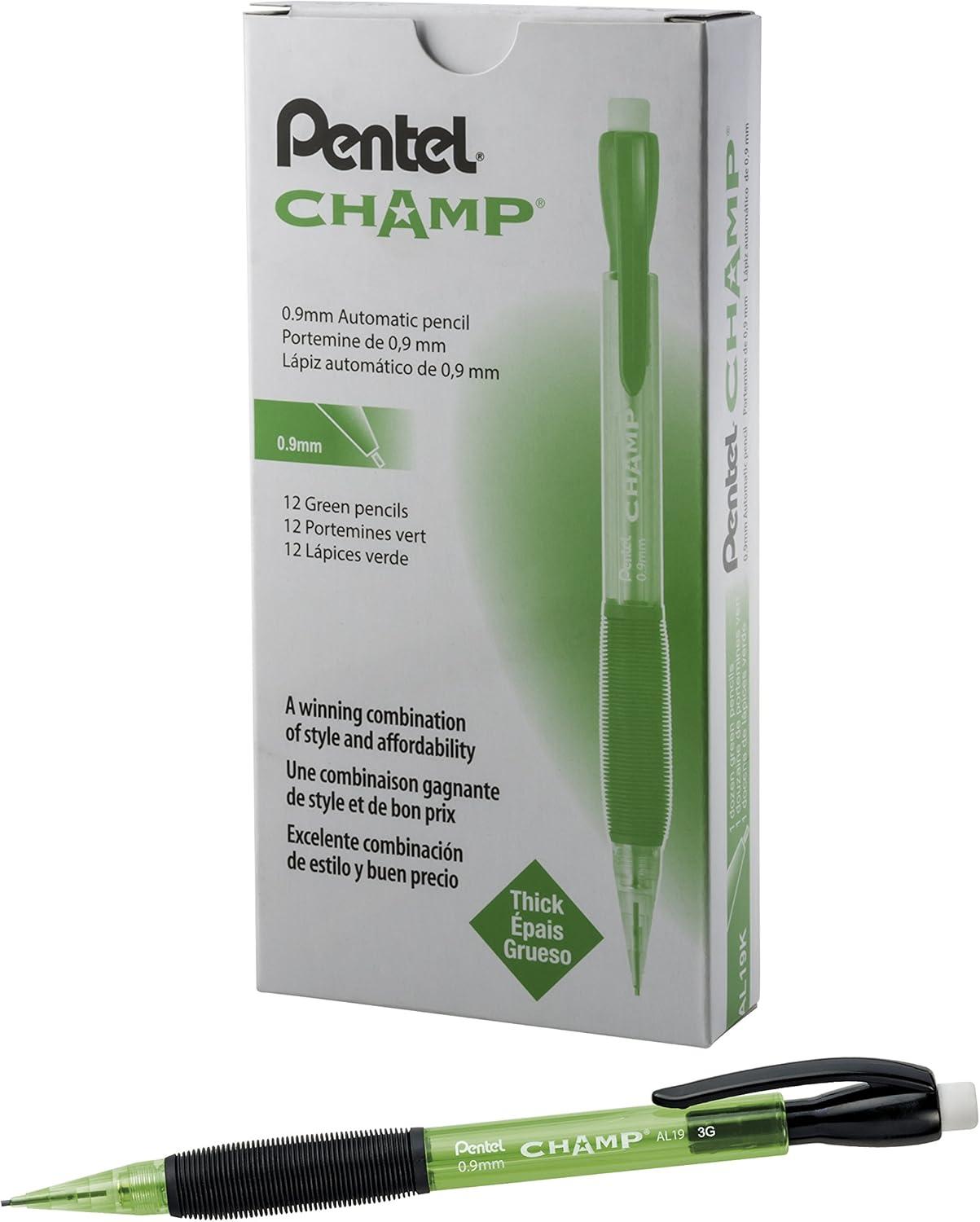 image:imagePentel CHAMP Mechanical Pencil 09mm Tinted Lime Green Barrel Box of 12 AL19KGreen