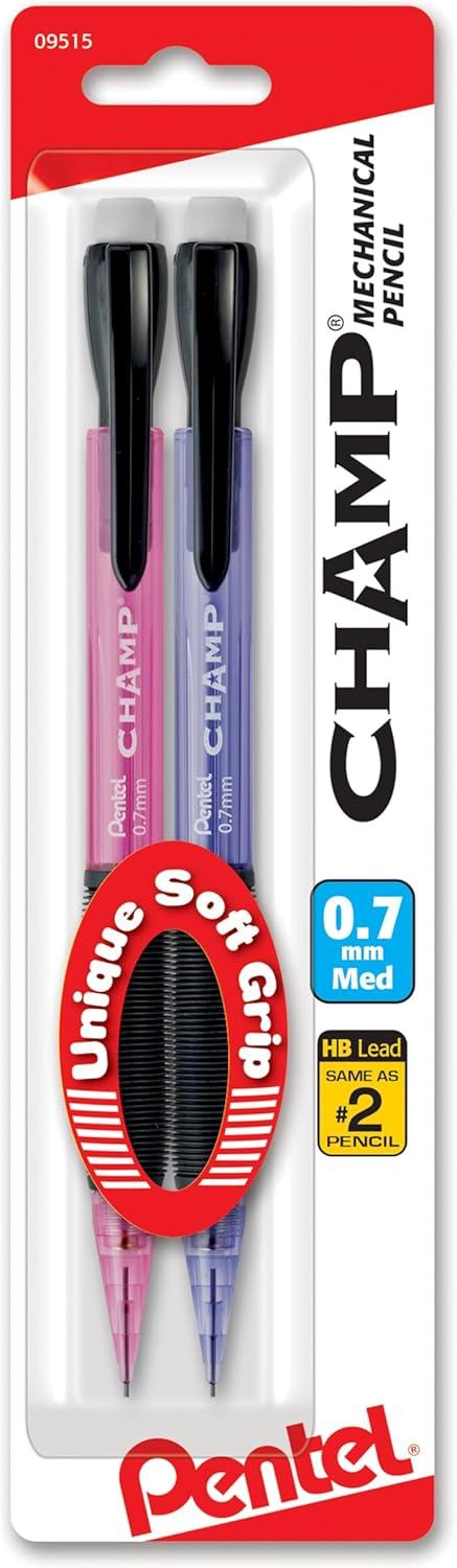 image:imagePentel Champ Mechanical Pencil 07mm Assorted Barrels Barrel Color May Vary 2 Pack AL17BP2