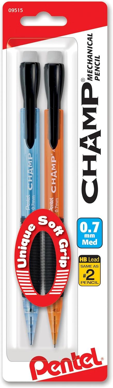 image:imagePentel Champ Mechanical Pencil 07mm Assorted Barrels Barrel Color May Vary 2 Pack AL17BP2