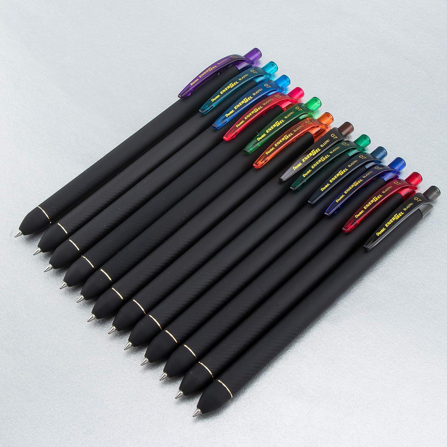 image:imagePentel EnerGel Kuro Liquid Gel Pen 07mm Medium line Assorted Ink 12 Pack BL437R1BP12M