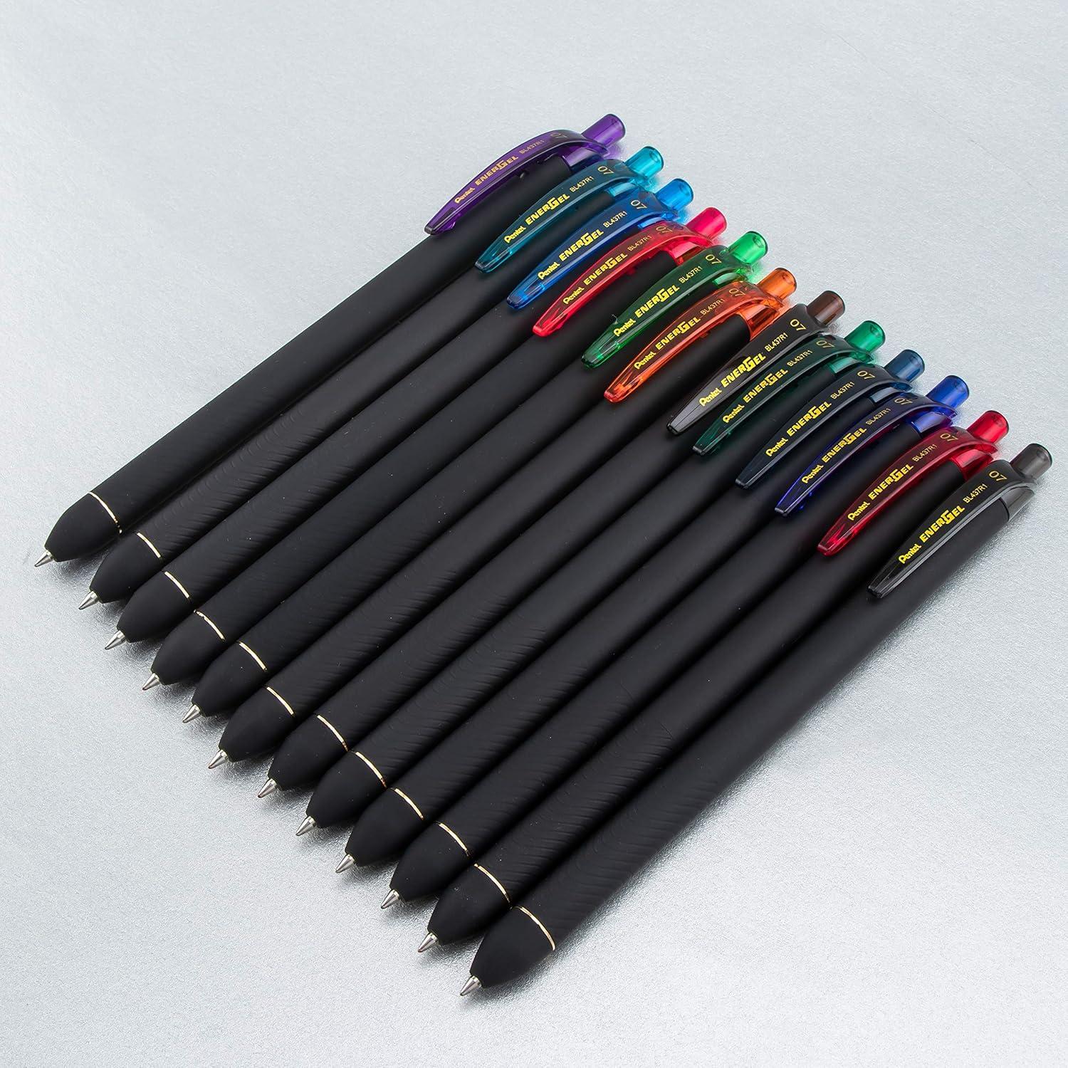 image:imagePentel EnerGel Kuro Liquid Gel Pen 07mm Medium line Assorted Ink Pack of 8 BL437R1BP8MPen