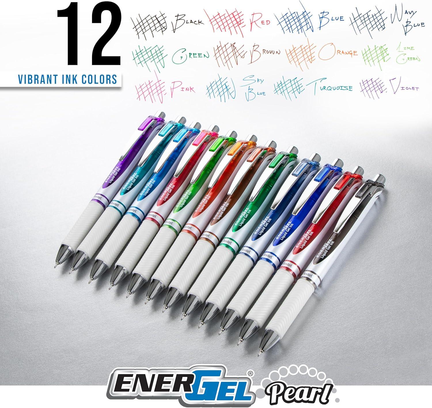 image:imagePentel EnerGel RTX Pearl Liquid Gel Pen 05mm Needle Tip Fine Line Black and Blue Ink 14Pk Plastic Box