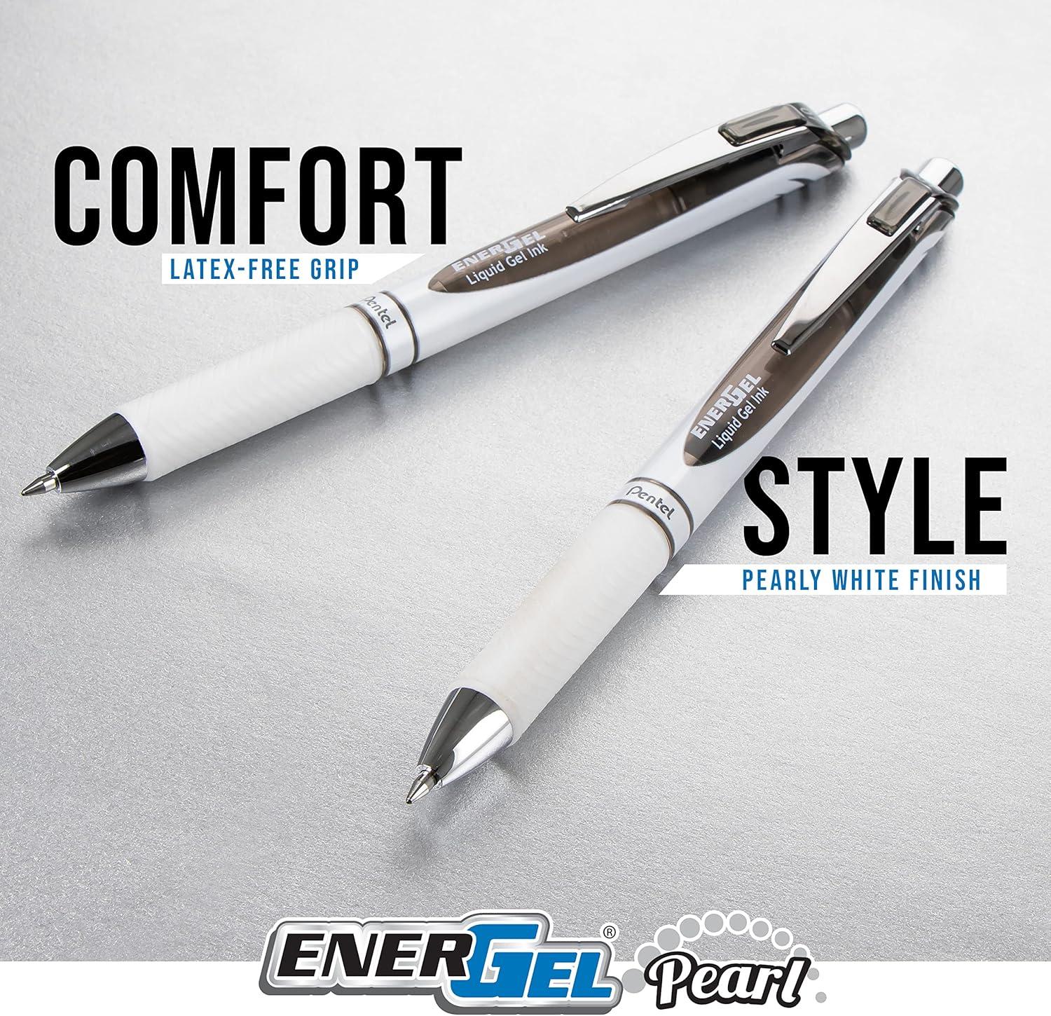 image:imagePentel EnerGel RTX Pearl Liquid Gel Pen 05mm Needle Tip Fine Line Black and Blue Ink 14Pk Plastic Box