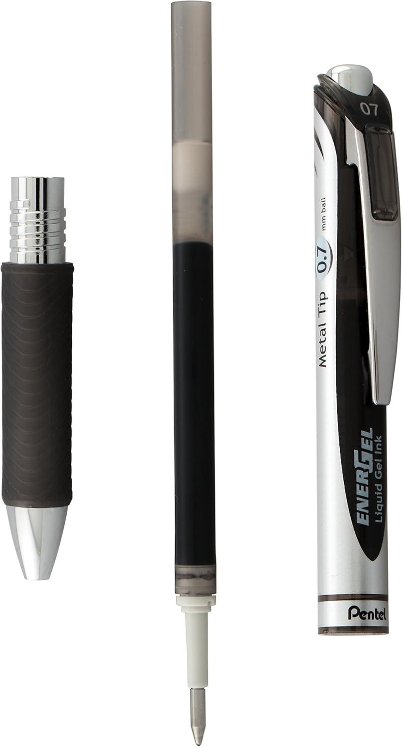 image:imagePentel EnerGel RTX RT Liquid Gel Pen Med Metal Tip 07mm Blue Ink Box of 12 BL77PC12C1Black