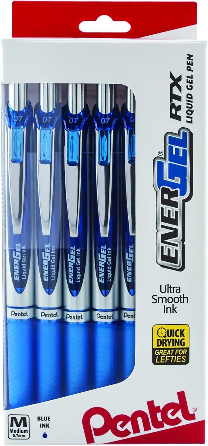 image:imagePentel EnerGel RTX RT Liquid Gel Pen Med Metal Tip 07mm Blue Ink Box of 12 BL77PC12C1Blue