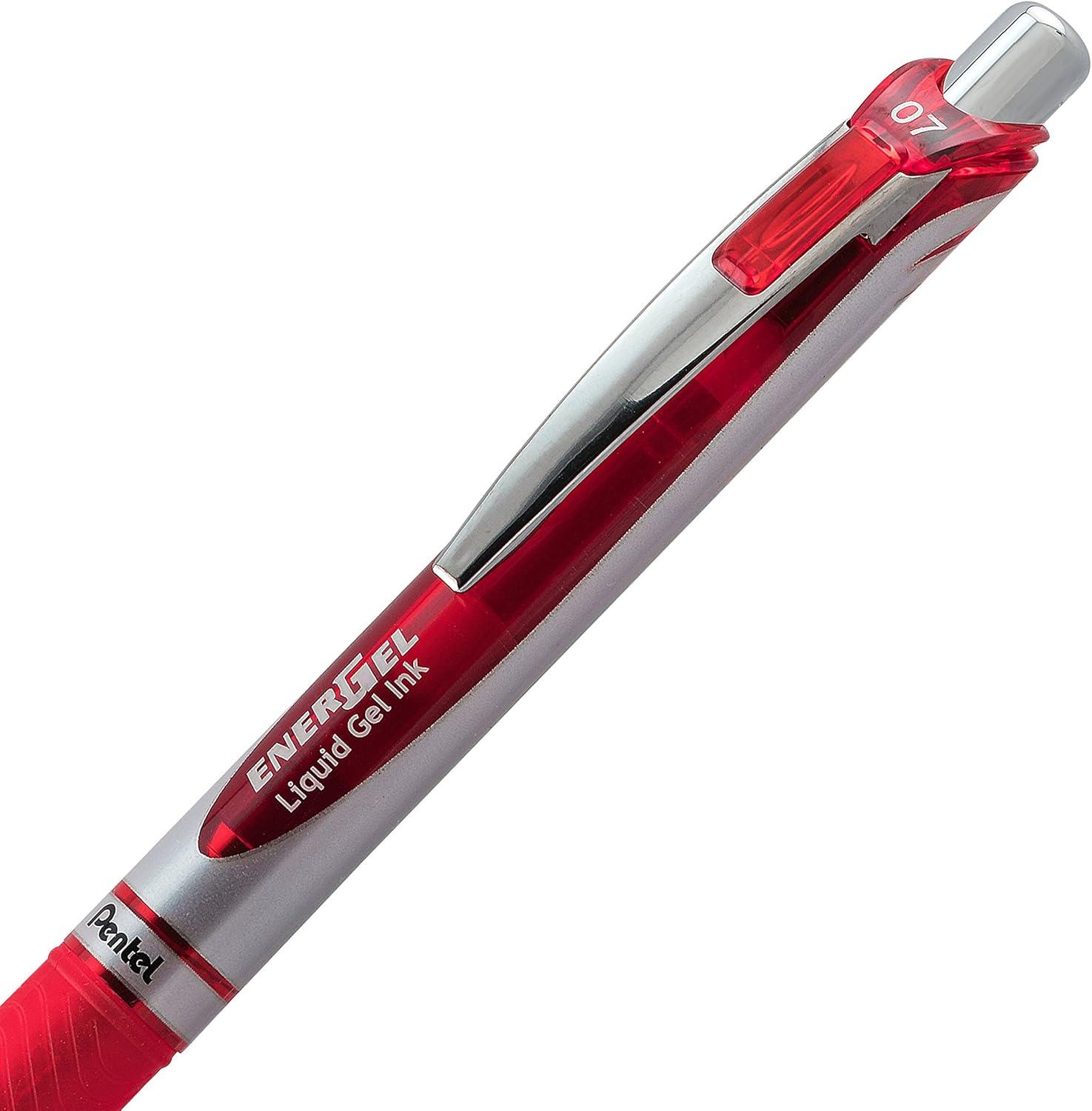 image:imagePentel EnerGel RTX Retractable Liquid Gel Pen Canister 07mm Medium Line Blue Ink BL77PC36C Pack of 1 36 Count TotalRed