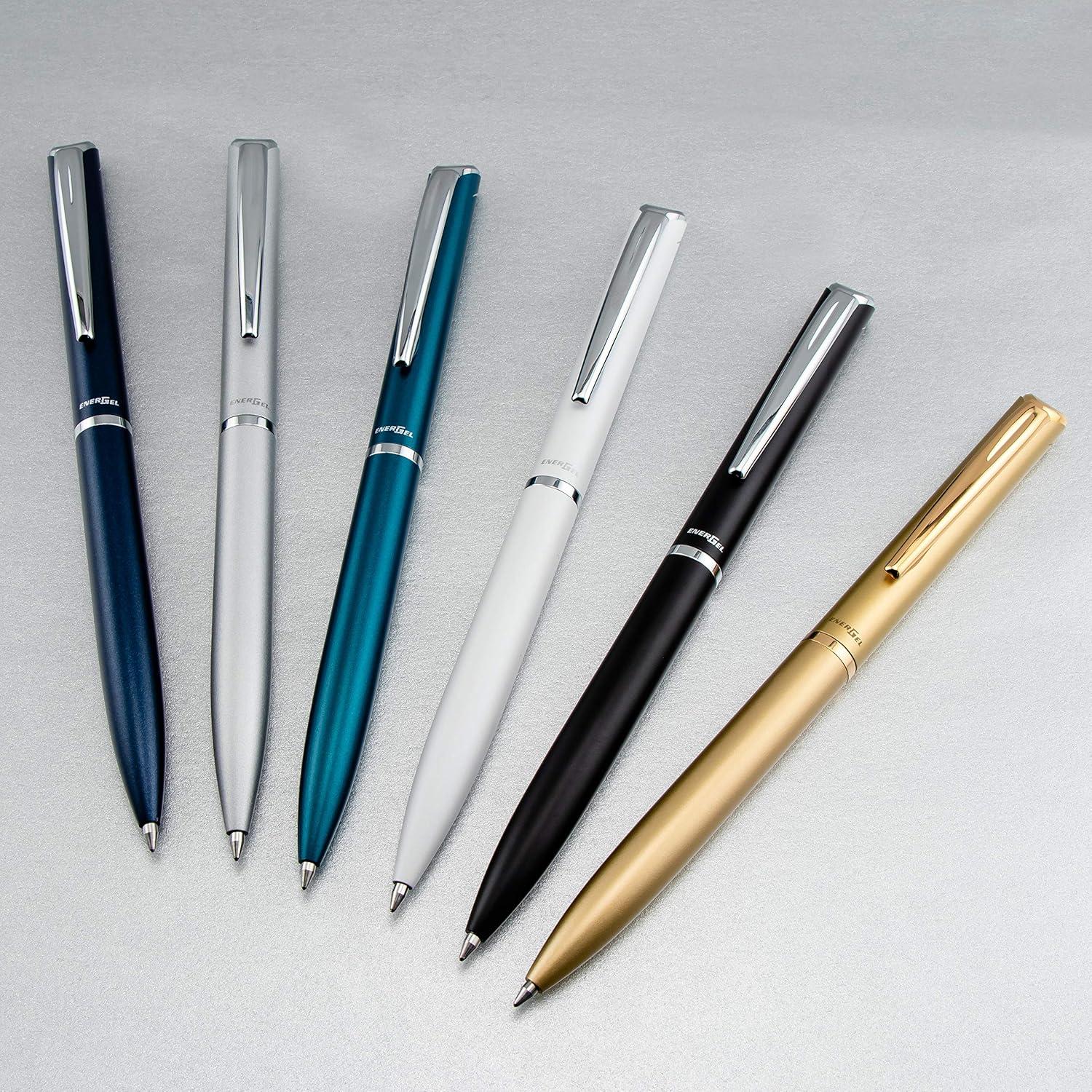 image:imagePentel EnerGel Style Gel Pen 07mm Medium LineTeal Blue Barrel BL2007SABXGold