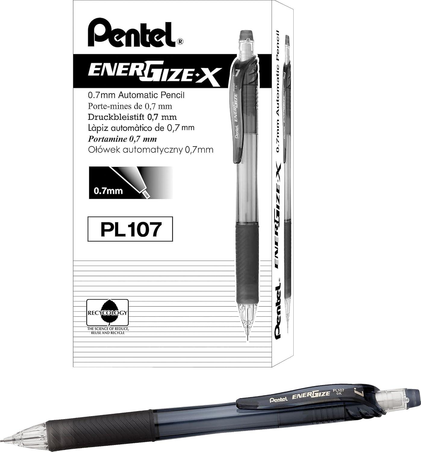 image:imagePentel EnerGizeX Mechanical Pencil 07mm Black Barrel Box of 12 PL107A