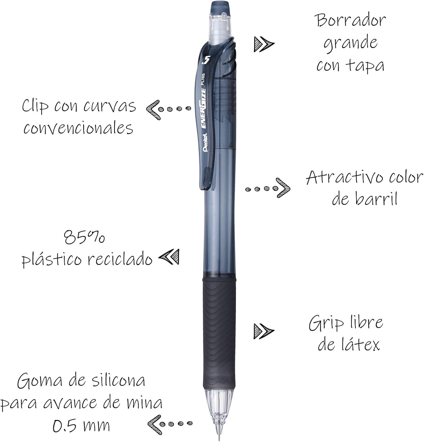 image:imagePentel EnerGizex Mechanical Pencil 05mm Black Barrel Box of 12 PL105A12 Count Pack of 2