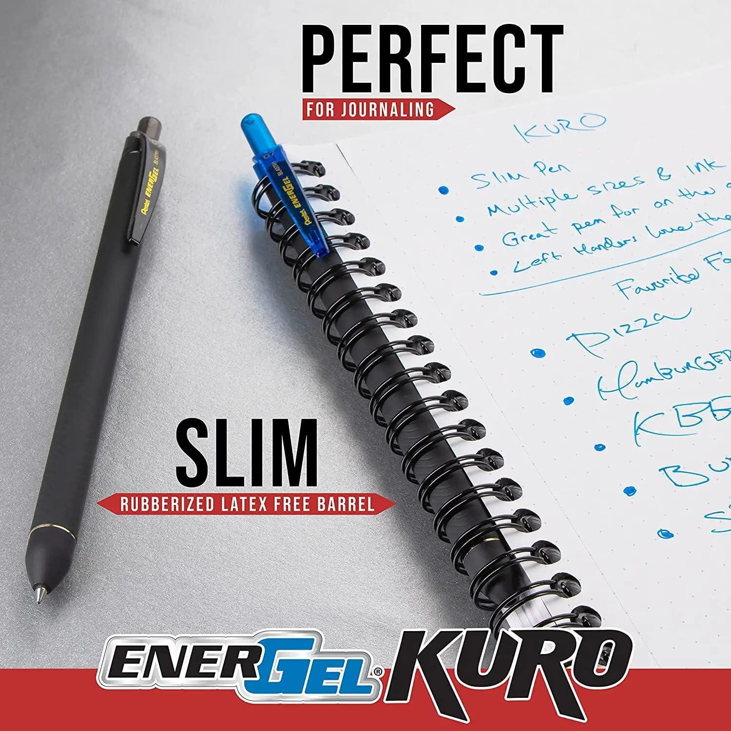 image:imagePentel Energel 07 Kuro Gel Pen Medium Line 12 Pack of 6 Black amp 6 Blue12 Count Pack of 1