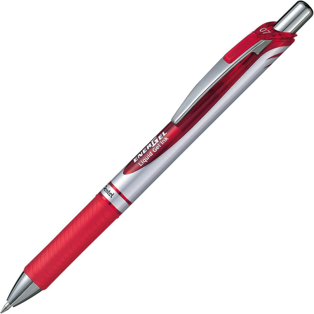 image:imagePentel Energel Knock Ballpoint Pen 07mm Triangle Tip Siver Body with Blue Accent BL77CSiver Body With Red Accent