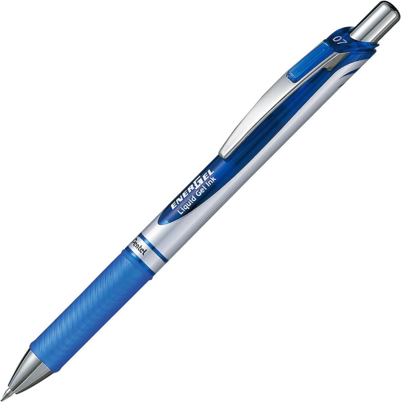 image:imagePentel Energel Knock Ballpoint Pen 07mm Triangle Tip Siver Body with Blue Accent BL77CSiver Body with Blue Accent
