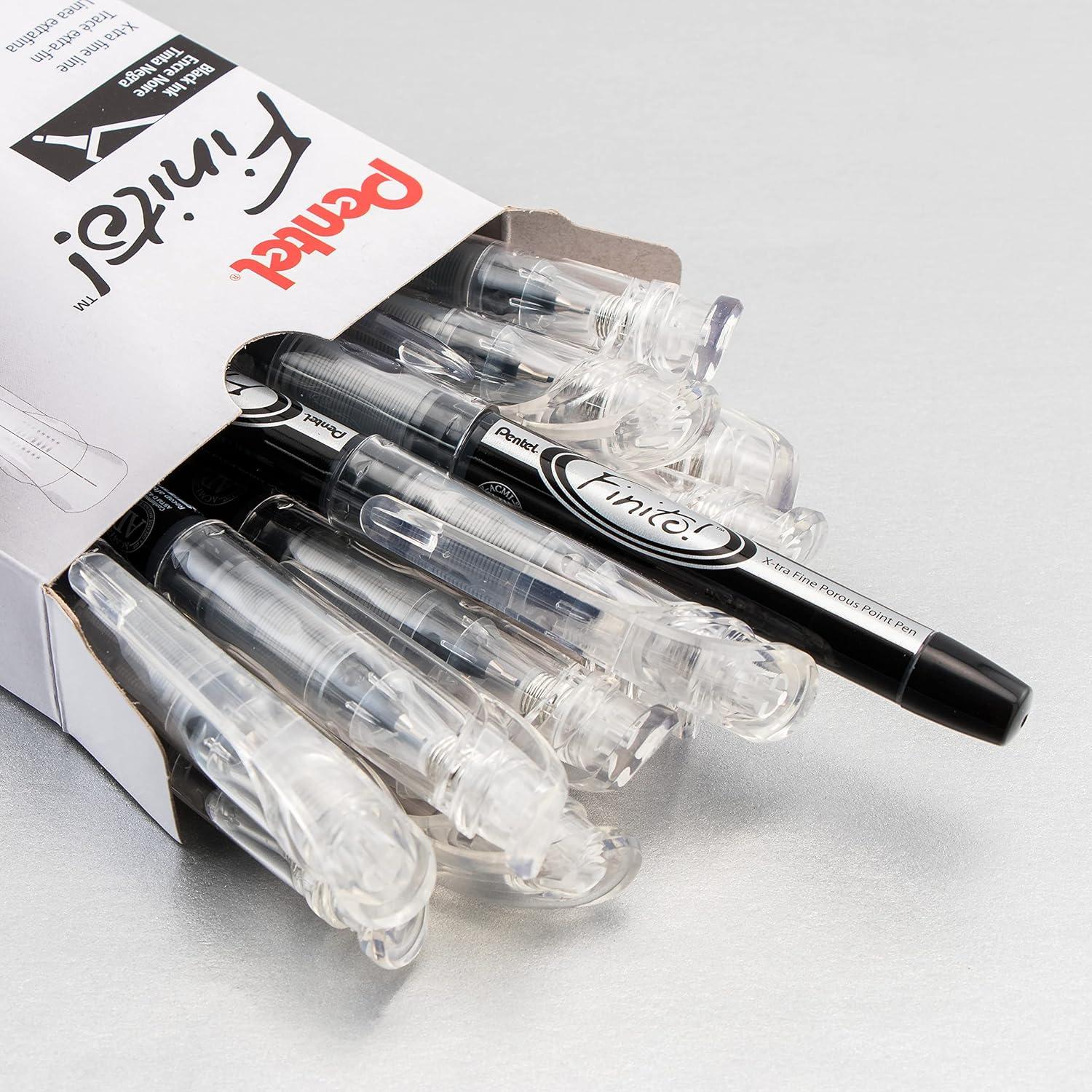 image:imagePentel Finito Porous Point Pen Extra Fine Point Tip Black Ink Box of 12 SD98A