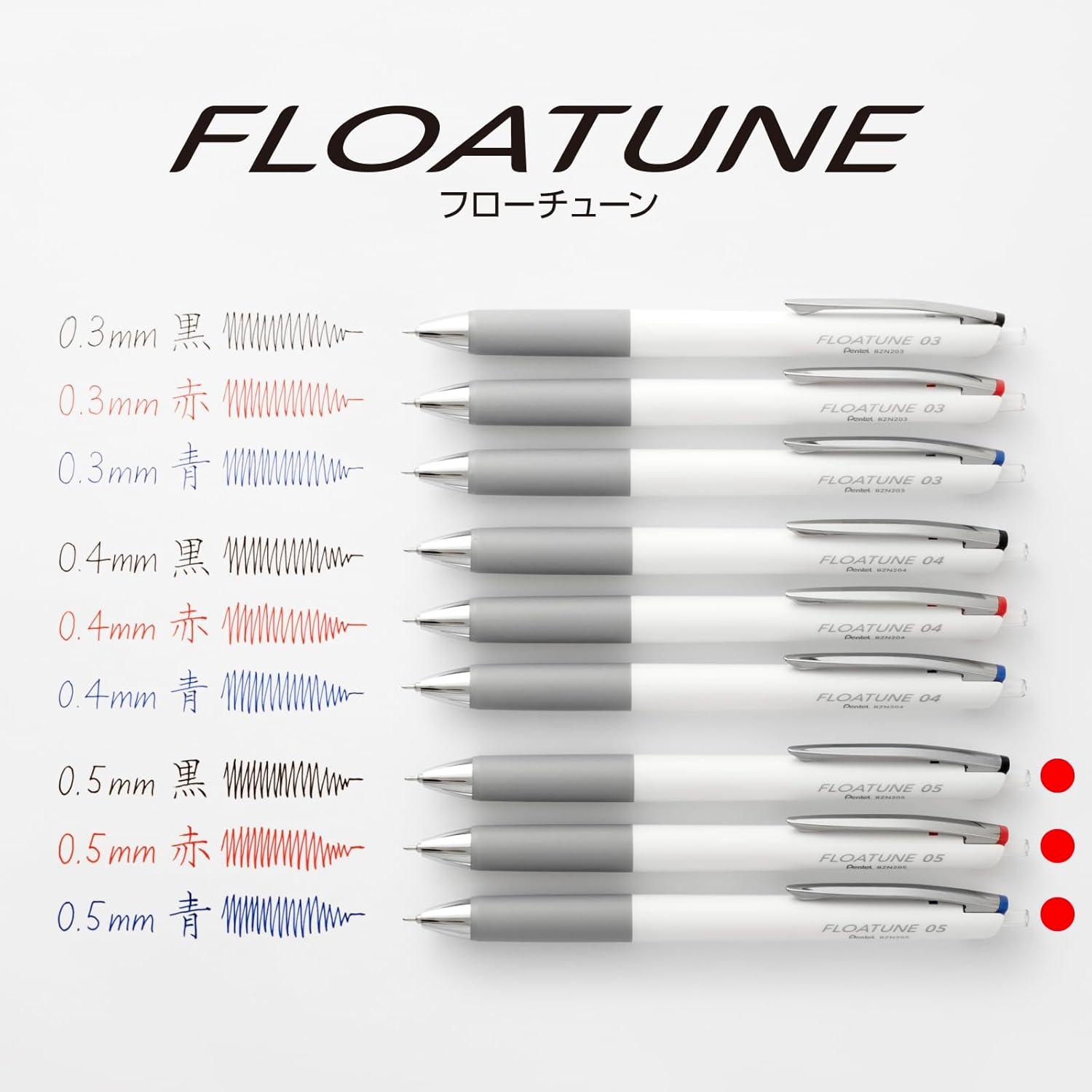 image:imagePentel Floatune retractable rollerball extra fine 05mm point pen office color black blue red inkblack red blue