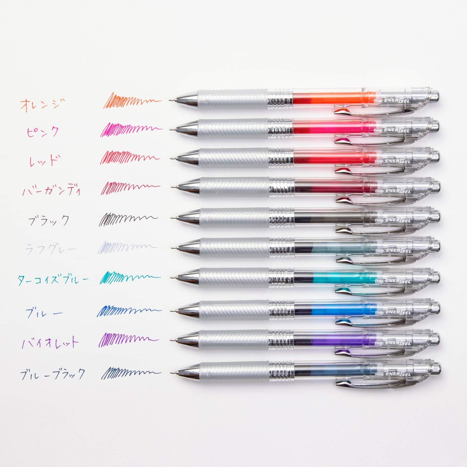 image:imagePentel Gel Ink Ballpoint Pen EnerGel Infree 05mm Clear Body BLN75TL10 10 Colors10 Colors