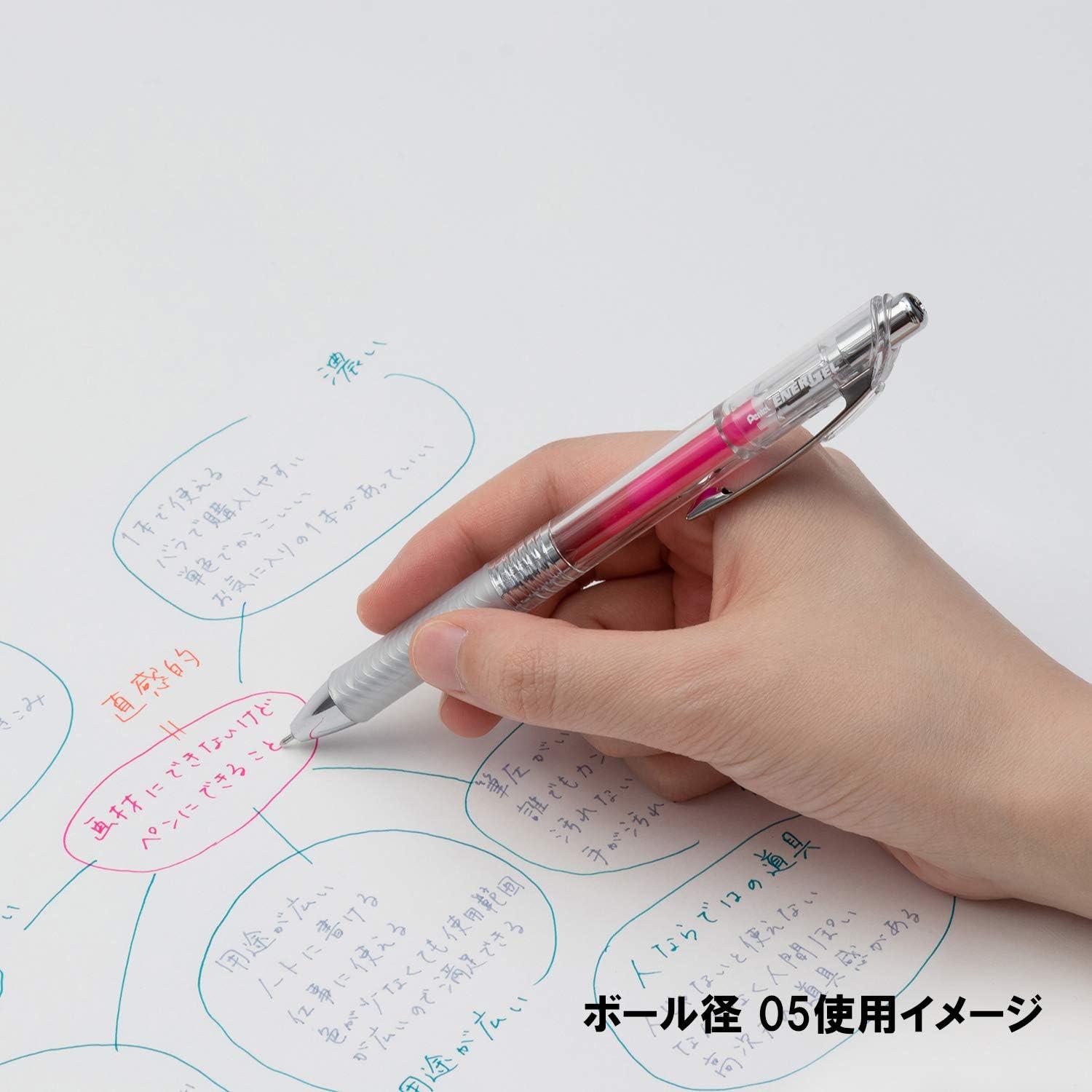 image:imagePentel Gel Ink Ballpoint Pen EnerGel Infree 05mm Clear Body BLN75TL10 10 Colors10 Colors
