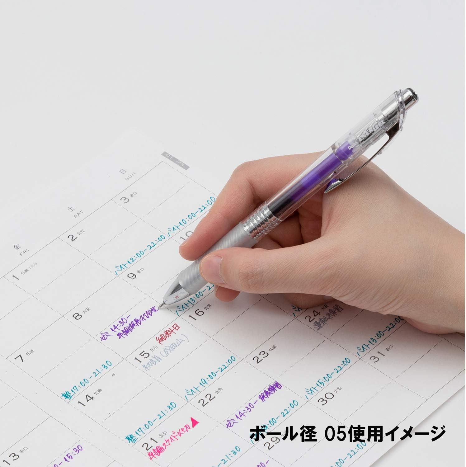 image:imagePentel Gel Ink Ballpoint Pen EnerGel Infree 05mm Clear Body BLN75TL10 10 Colors10 Colors