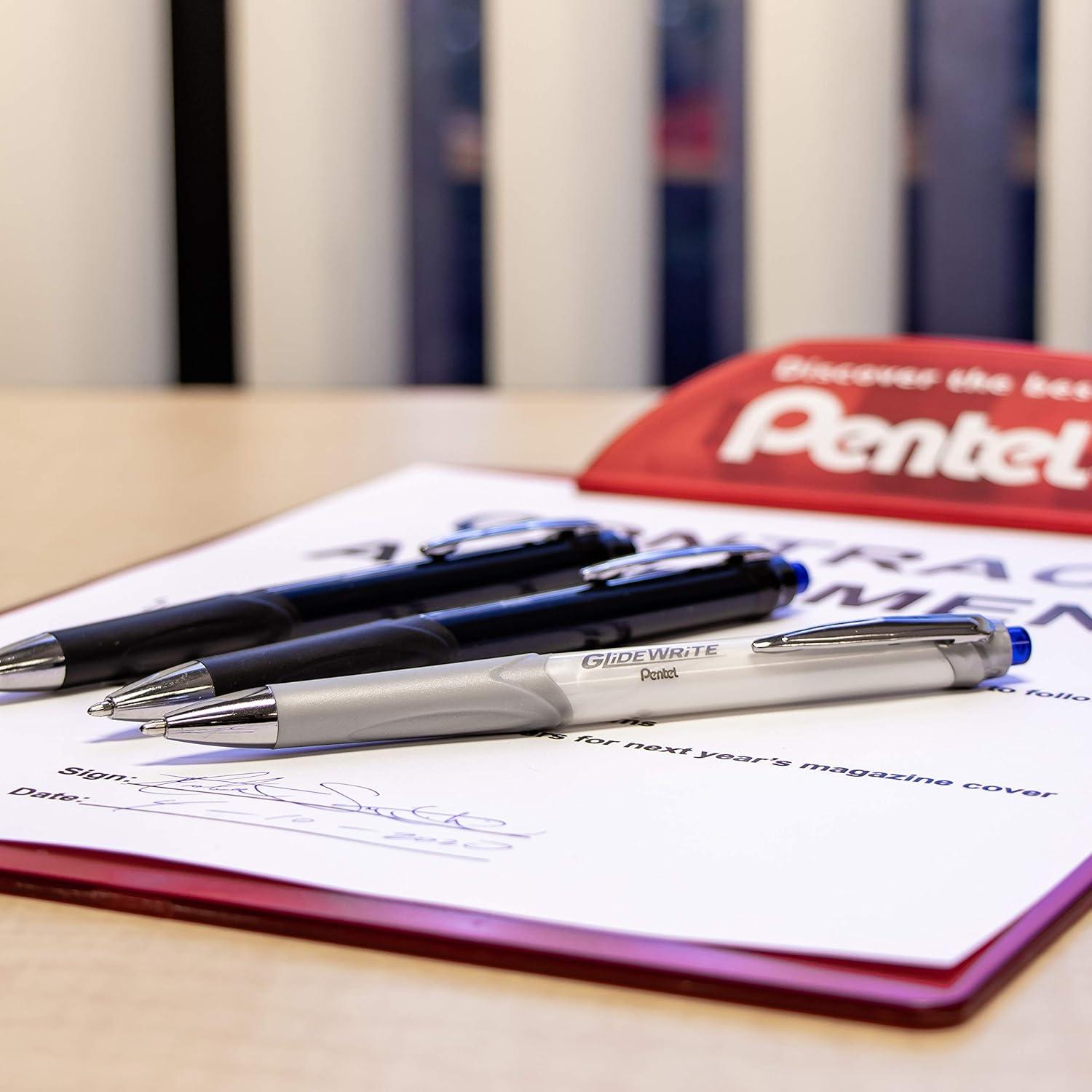 image:imagePentel Glidewrite Signature Ballpoint Pen Black Barrel 10mm Medium Line Black Ink 12 Pens BX930AABlue