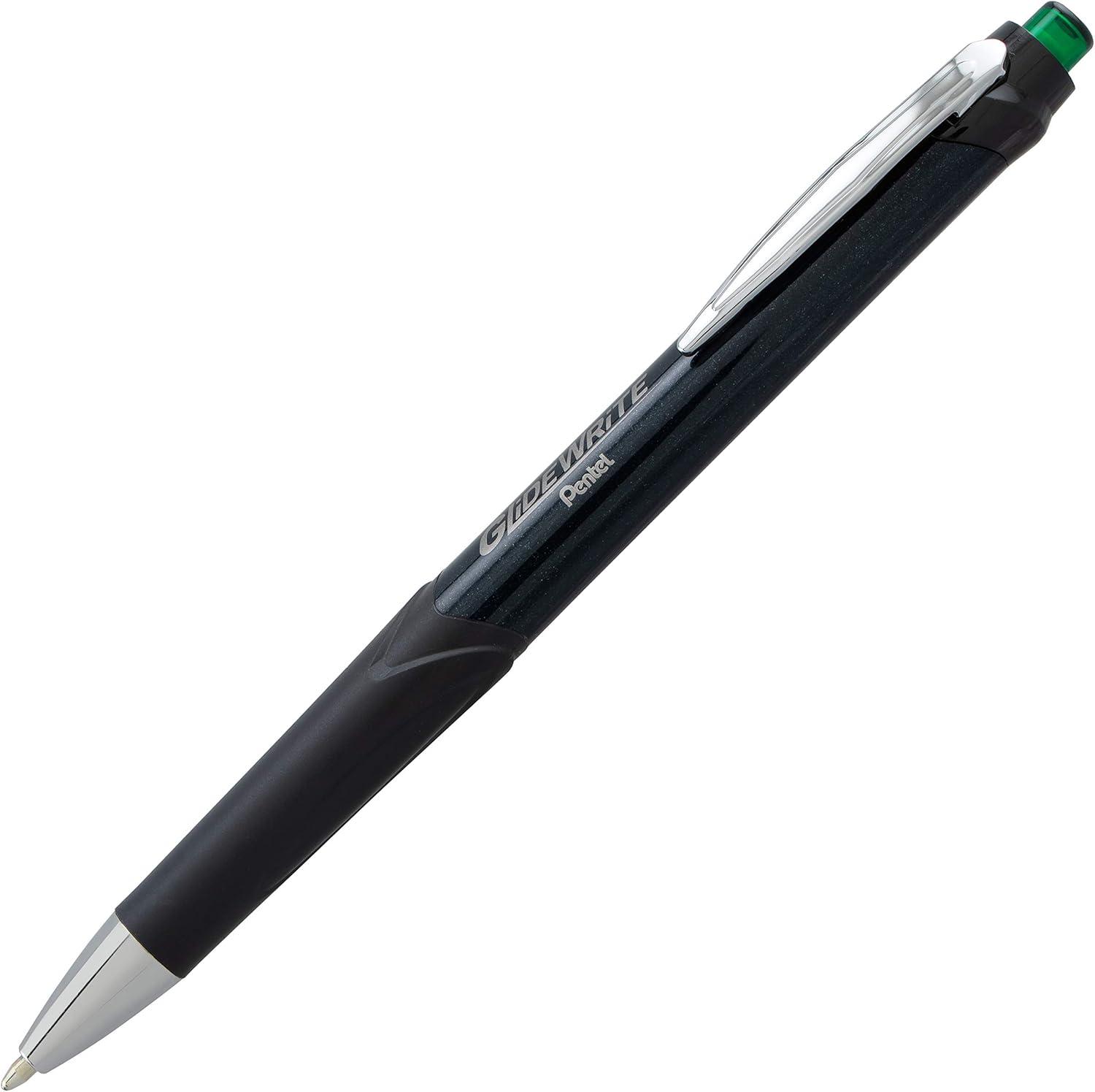 image:imagePentel Glidewrite Signature Ballpoint Pen Black Barrel 10mm Medium Line Black Ink 12 Pens BX930AAGreen