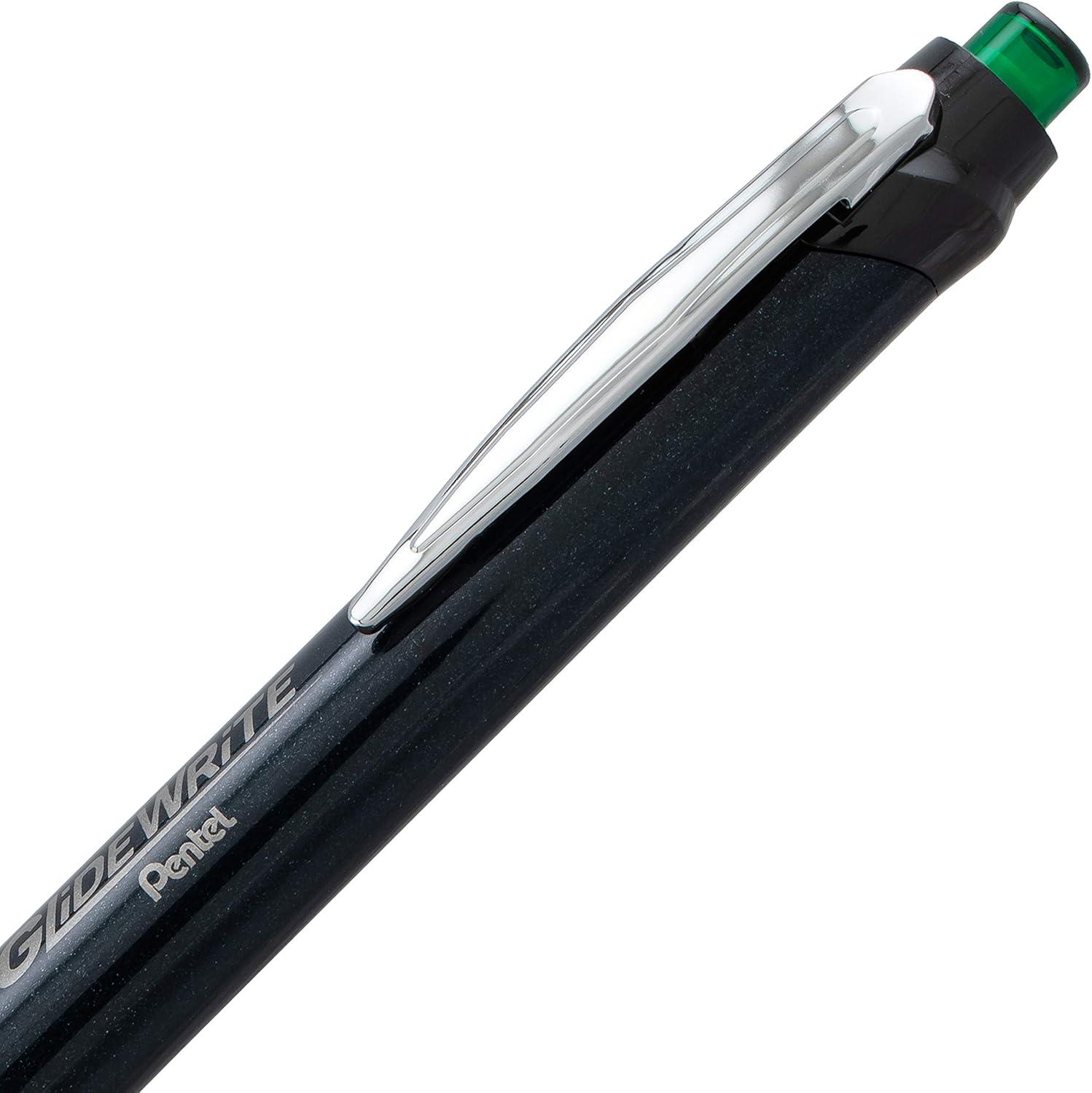 image:imagePentel Glidewrite Signature Ballpoint Pen Black Barrel 10mm Medium Line Black Ink 12 Pens BX930AAGreen