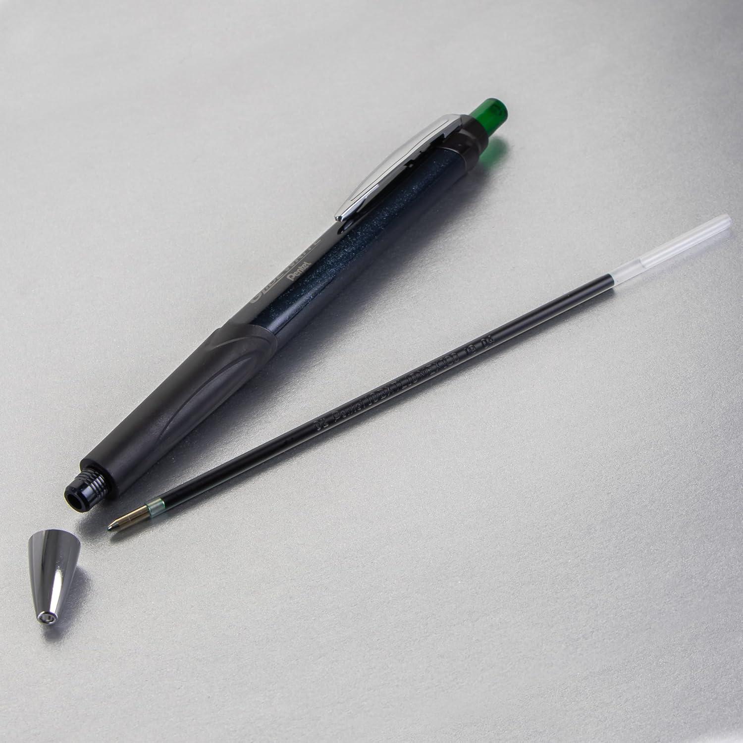 image:imagePentel Glidewrite Signature Ballpoint Pen Black Barrel 10mm Medium Line Black Ink 12 Pens BX930AAGreen