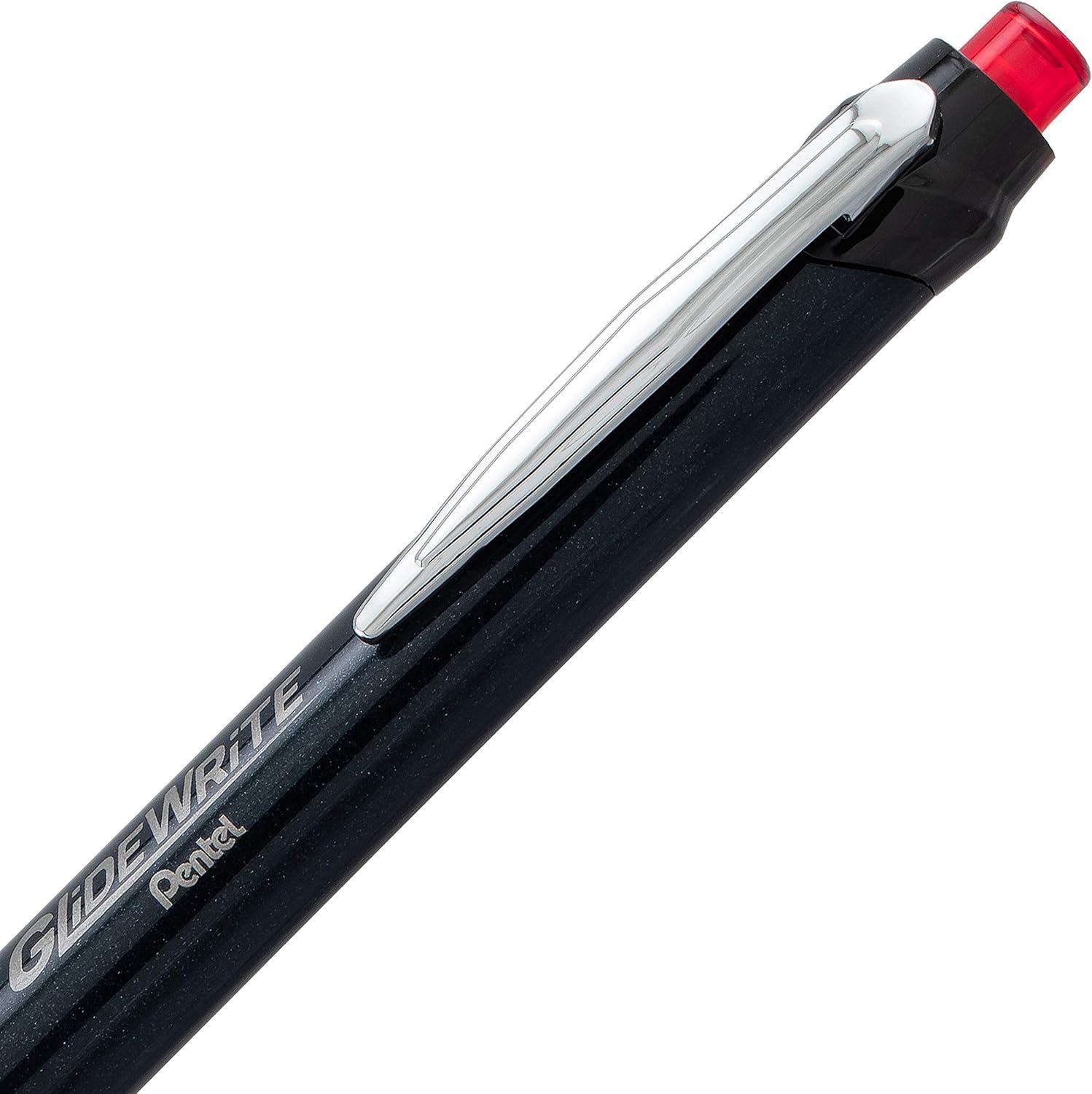 image:imagePentel Glidewrite Signature Ballpoint Pen Black Barrel 10mm Medium Line Black Ink 12 Pens BX930AARed