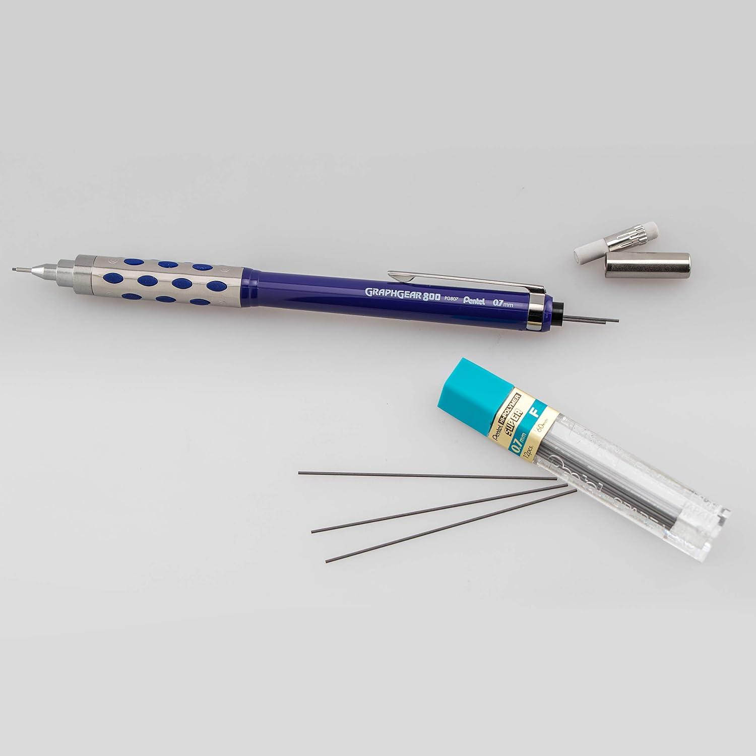 image:imagePentel Graph Gear 800 Mechanical Drafting Pencil 07mm Blue Barrel with Lead and Small PG807LZBP1 Pencil Lead and Eraser