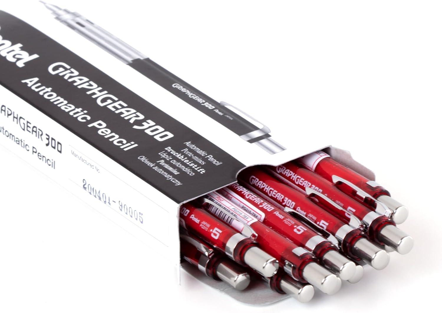 image:imagePentel GraphGear 300 Mechanical Pencil 03mm Extrafine line Orange Barrel Box of 12 PG313TFRed