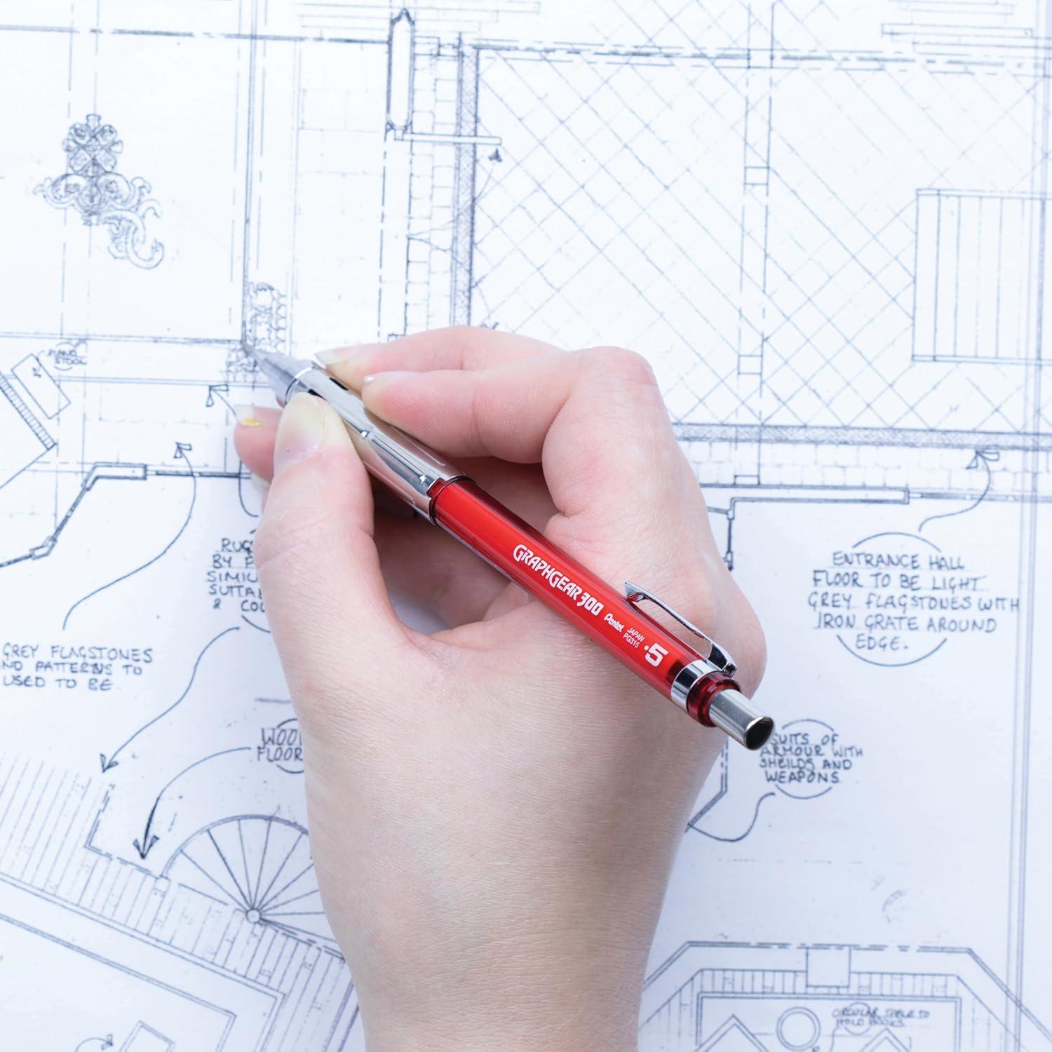 image:imagePentel GraphGear 300 Mechanical Pencil 03mm Extrafine line Orange Barrel Box of 12 PG313TFRed