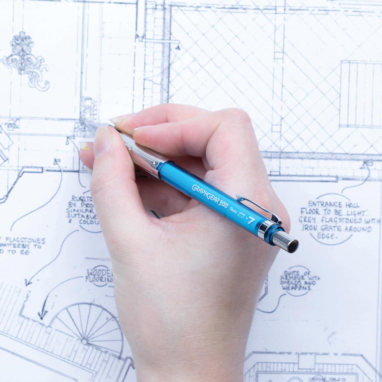 image:imagePentel GraphGear 300 Mechanical Pencil 03mm Extrafine line Orange Barrel Box of 12 PG313TFSky Blue