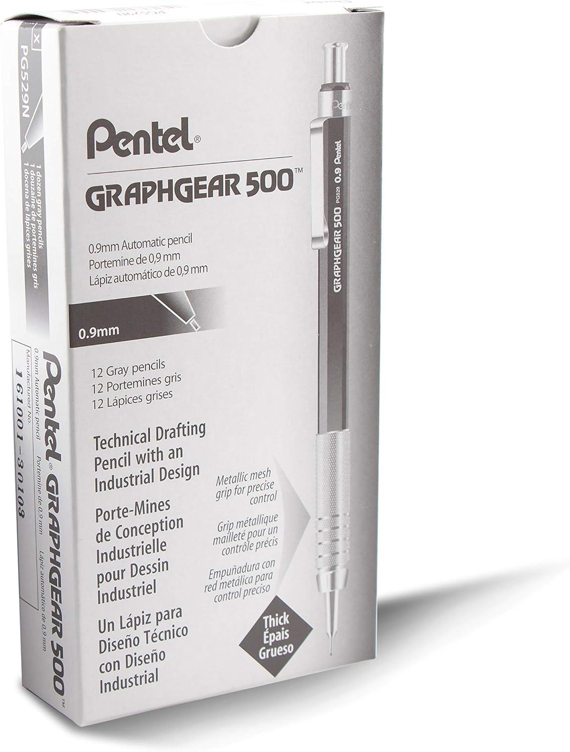 image:imagePentel GraphGear 500 Mechanical Drafting Pencil 05mm Fine Line Black Barrel PG525A09 mm