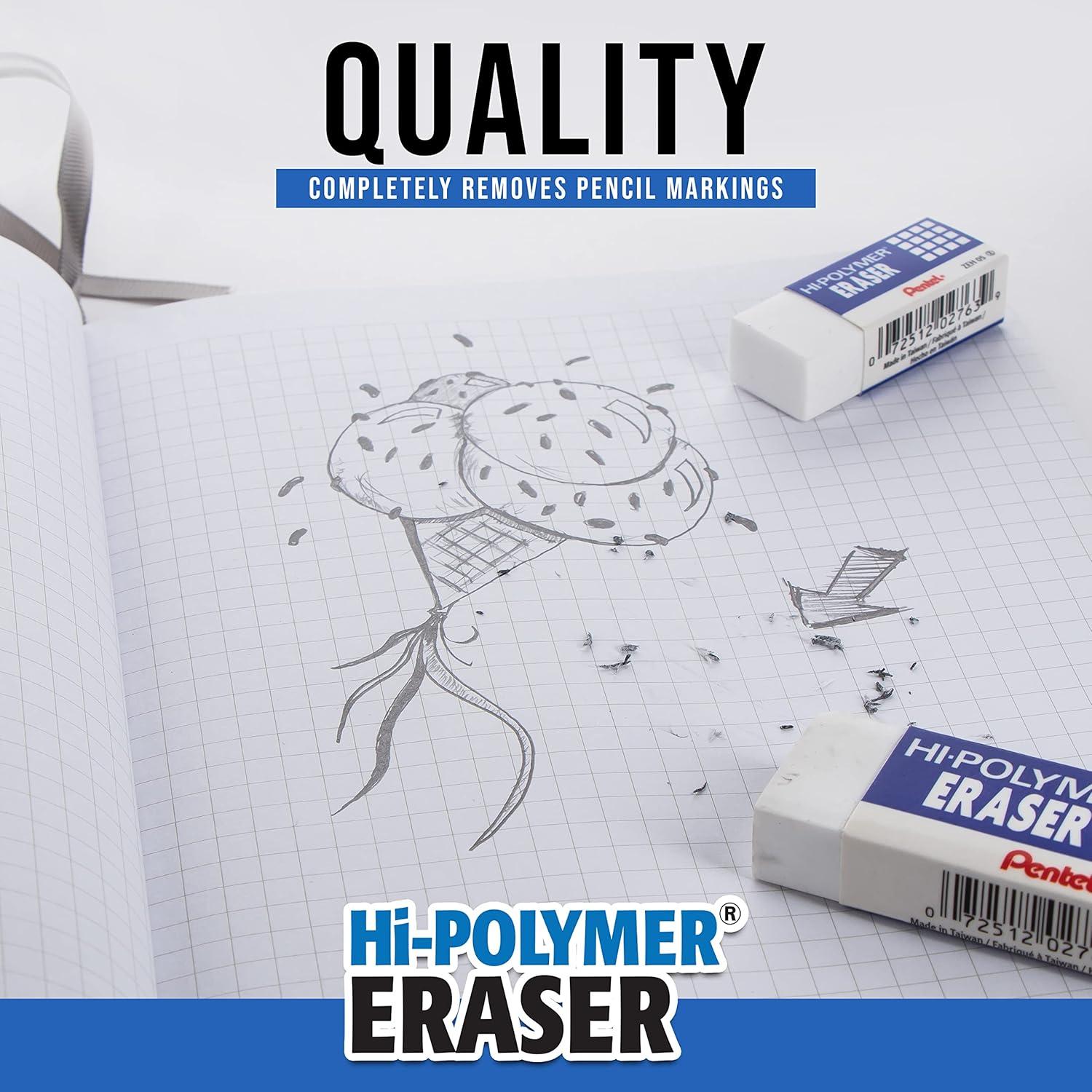 image:imagePentel HiPolymer Block Eraser Small White Pack of 4 ZEH05BP44 Count Pack of 1