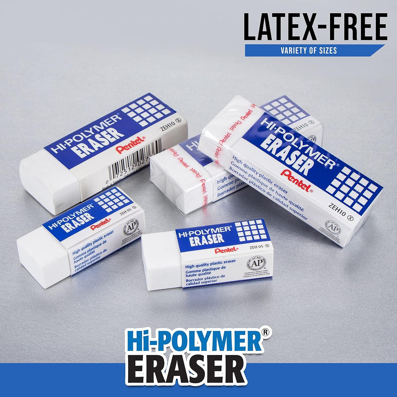 image:imagePentel HiPolymer Block Eraser Small White Pack of 4 ZEH05BP44 Count Pack of 2