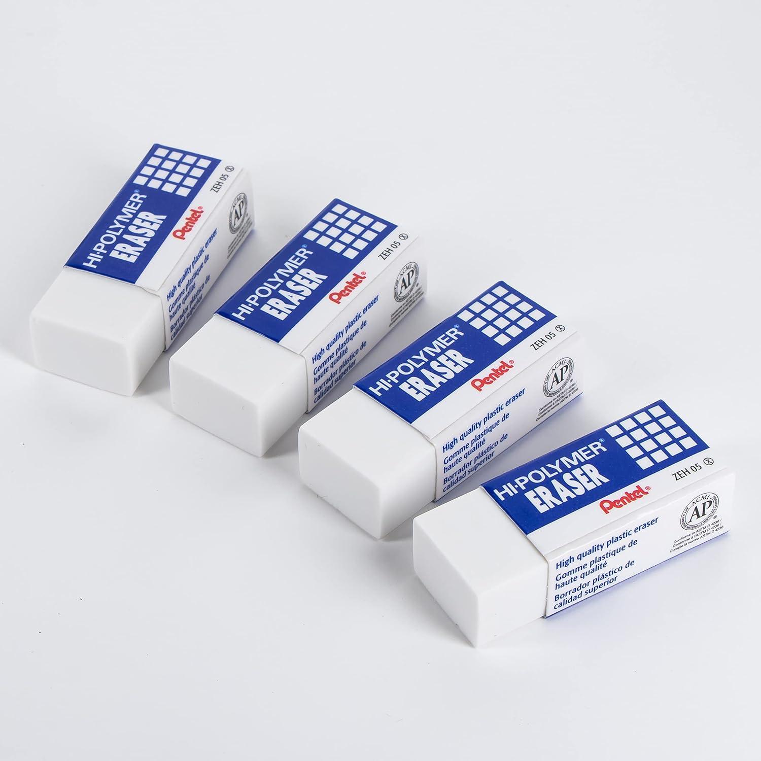 image:imagePentel HiPolymer Block Eraser Small White Pack of 4 ZEH05BP44 Count Pack of 2
